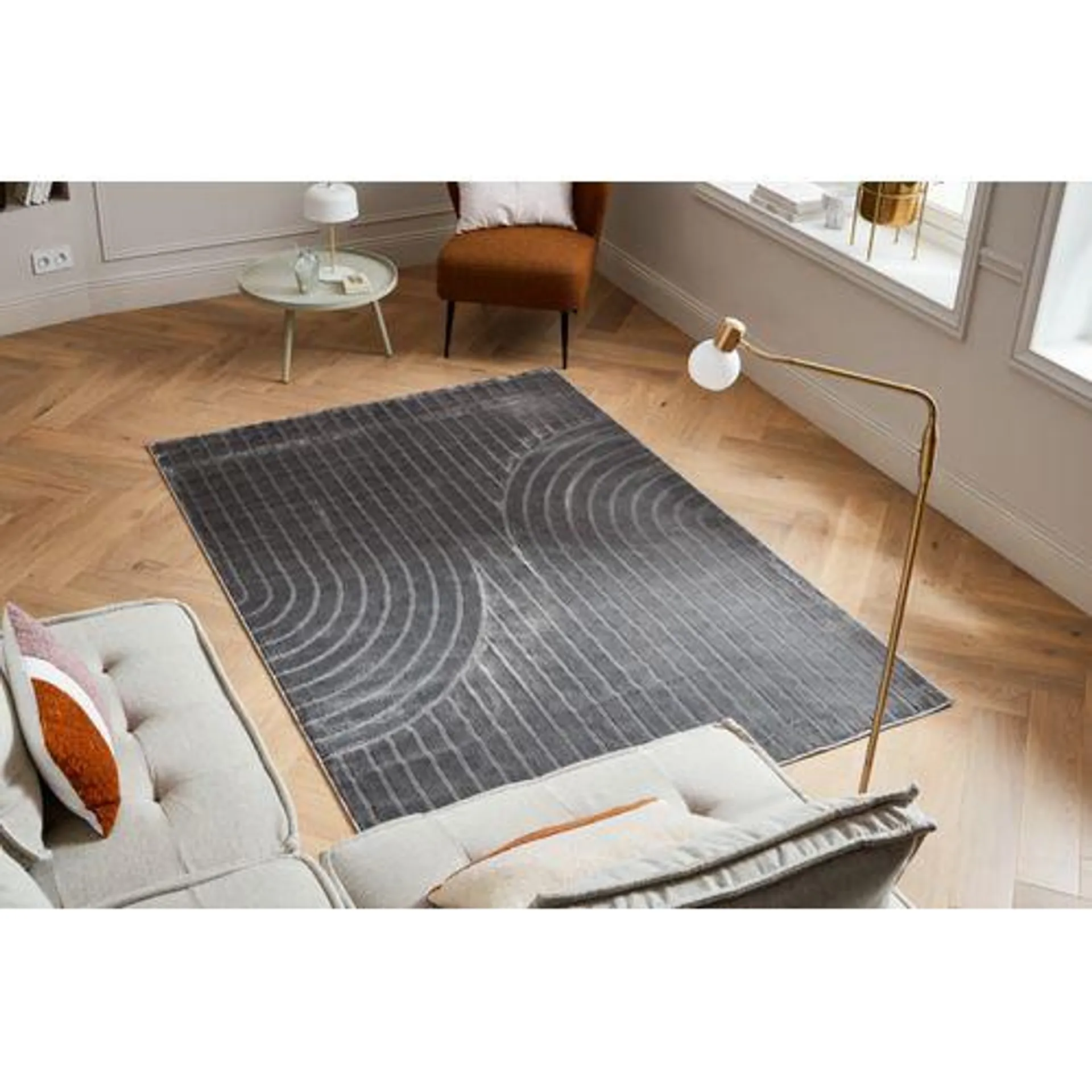 NAZAR Tapis De Salon Relief Gris Bloom 200x280