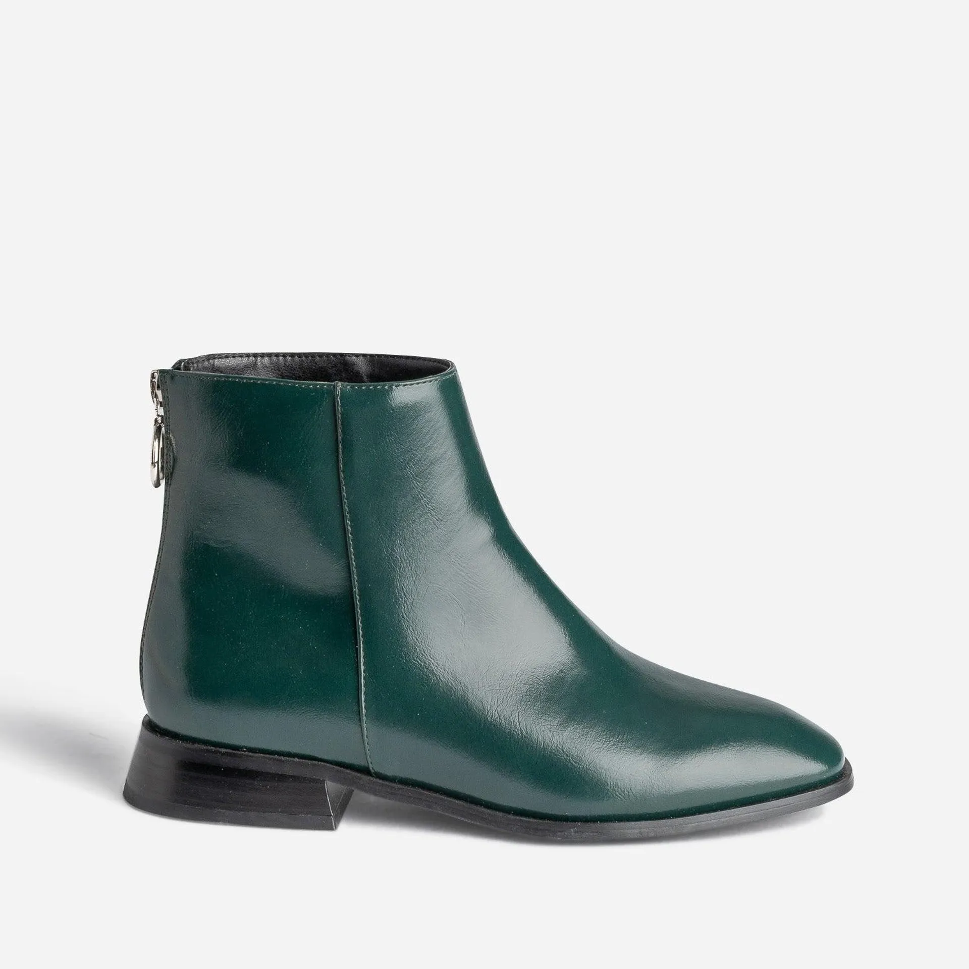 Boots vert glacé avec zip arrière