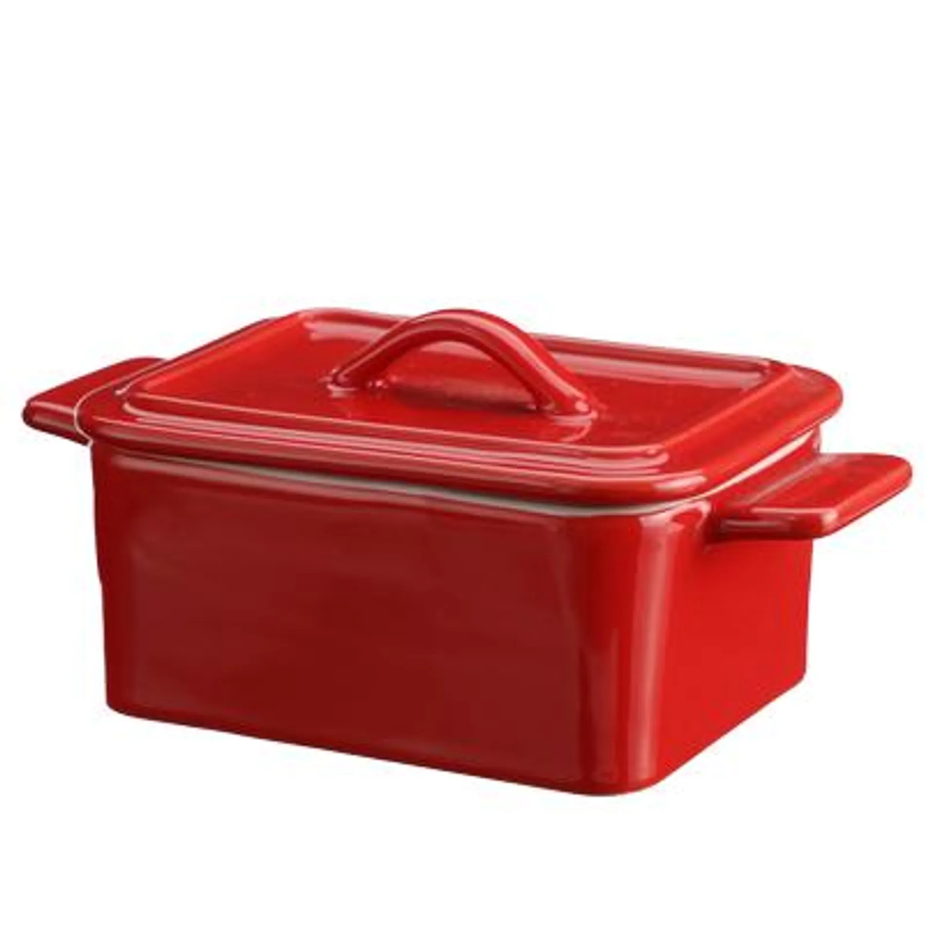 Mini cocotte rouge rectangulaire en céramique