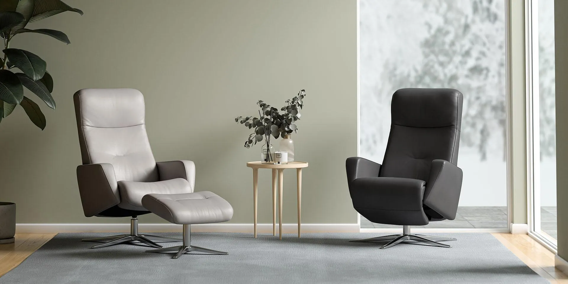 Fauteuil relaxation avec repose-pieds intégré cuir LEENA 2100 SPI