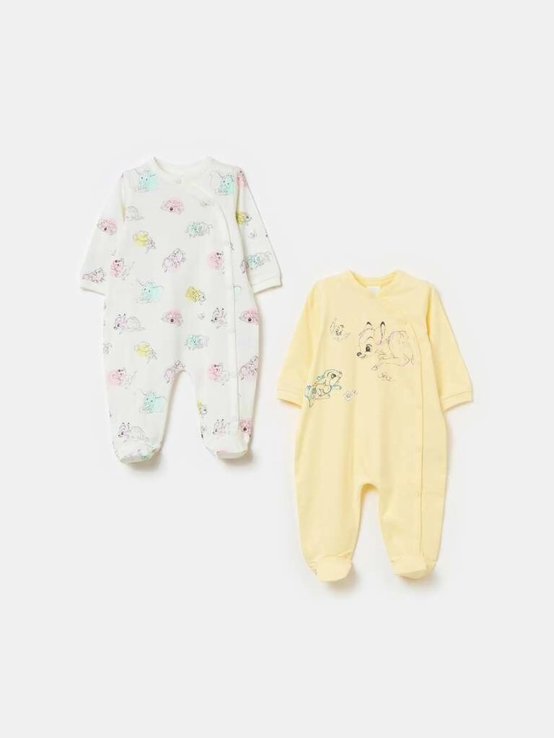 Two-pack Bambi and Thumper onesies in organic cotton Blanc/jaune