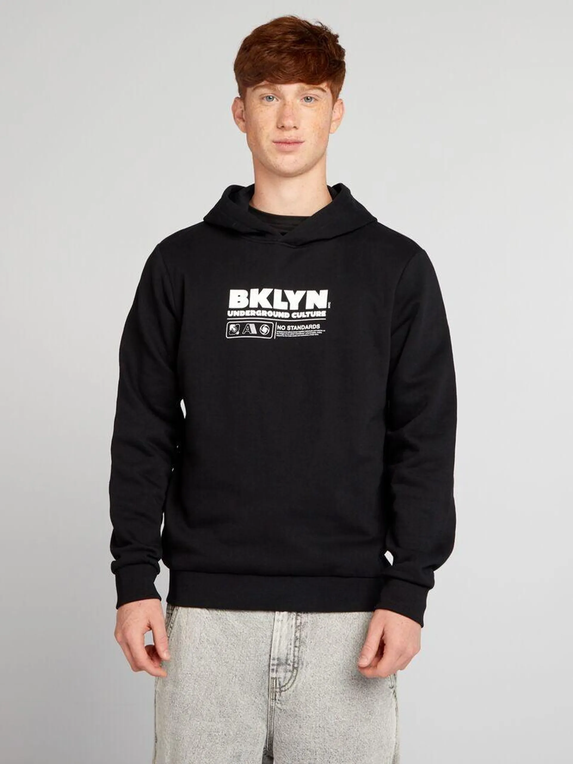 Sweat à capuche en molleton - Noir 'Brooklyn'