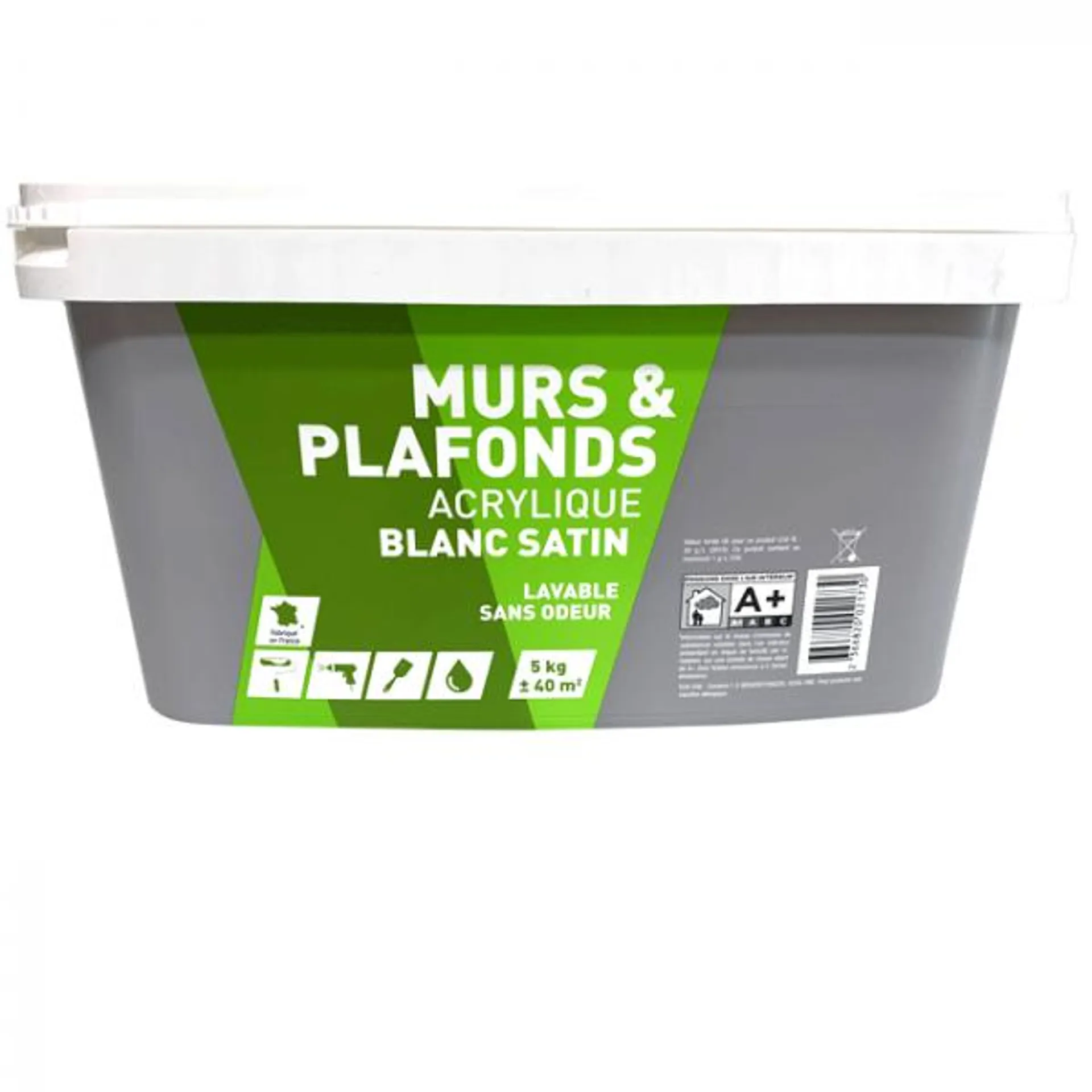 Peinture blanc satin murs & plafonds 5kg