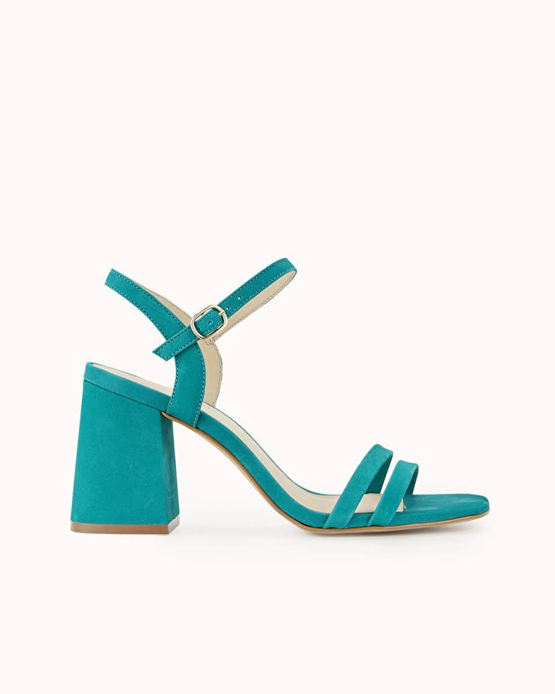 SANDALE A TALON ZALAU En nubuck turquoise