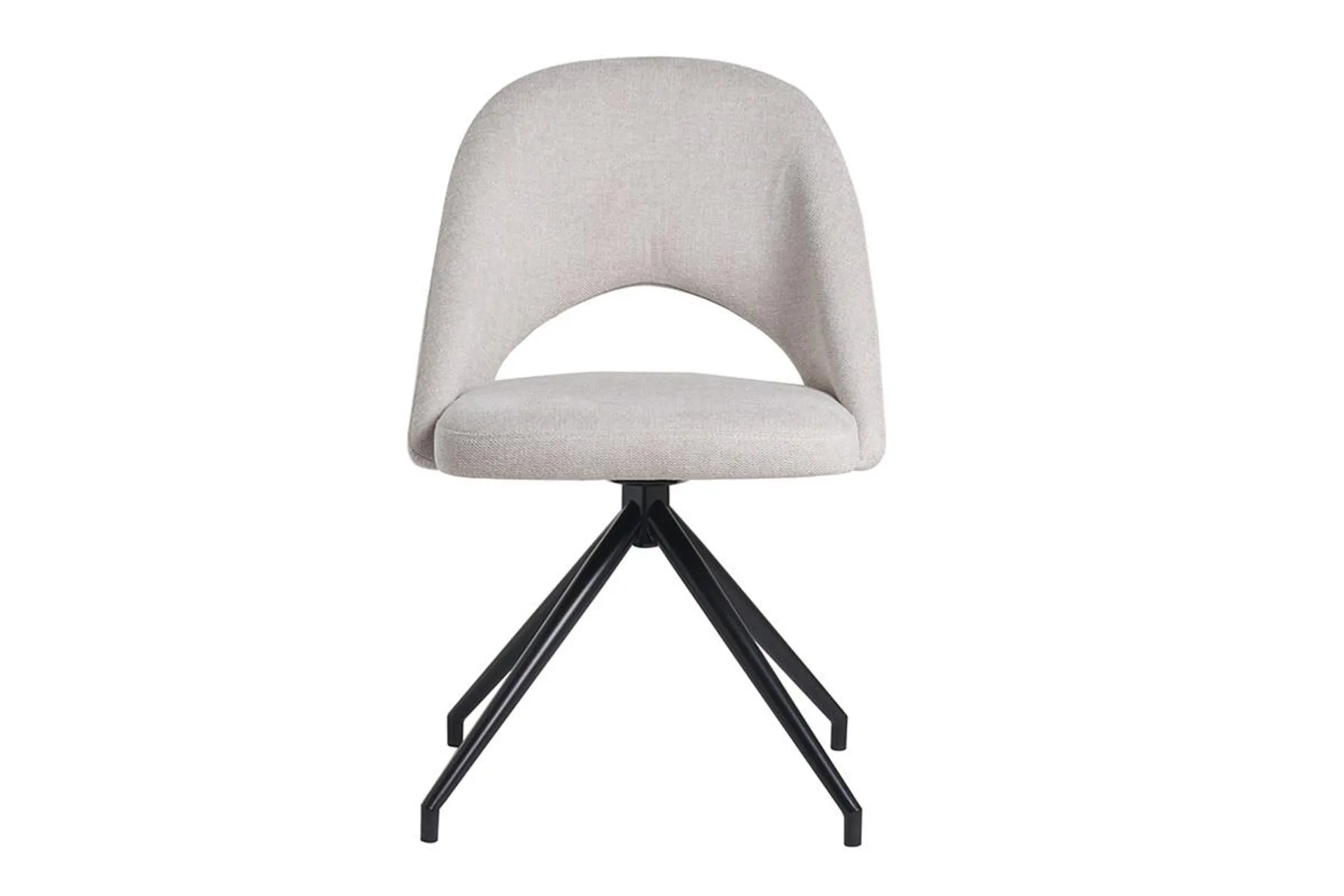 Chaise pivotante 360° en tissu effet velours texturé beige et métal noir COSETTE