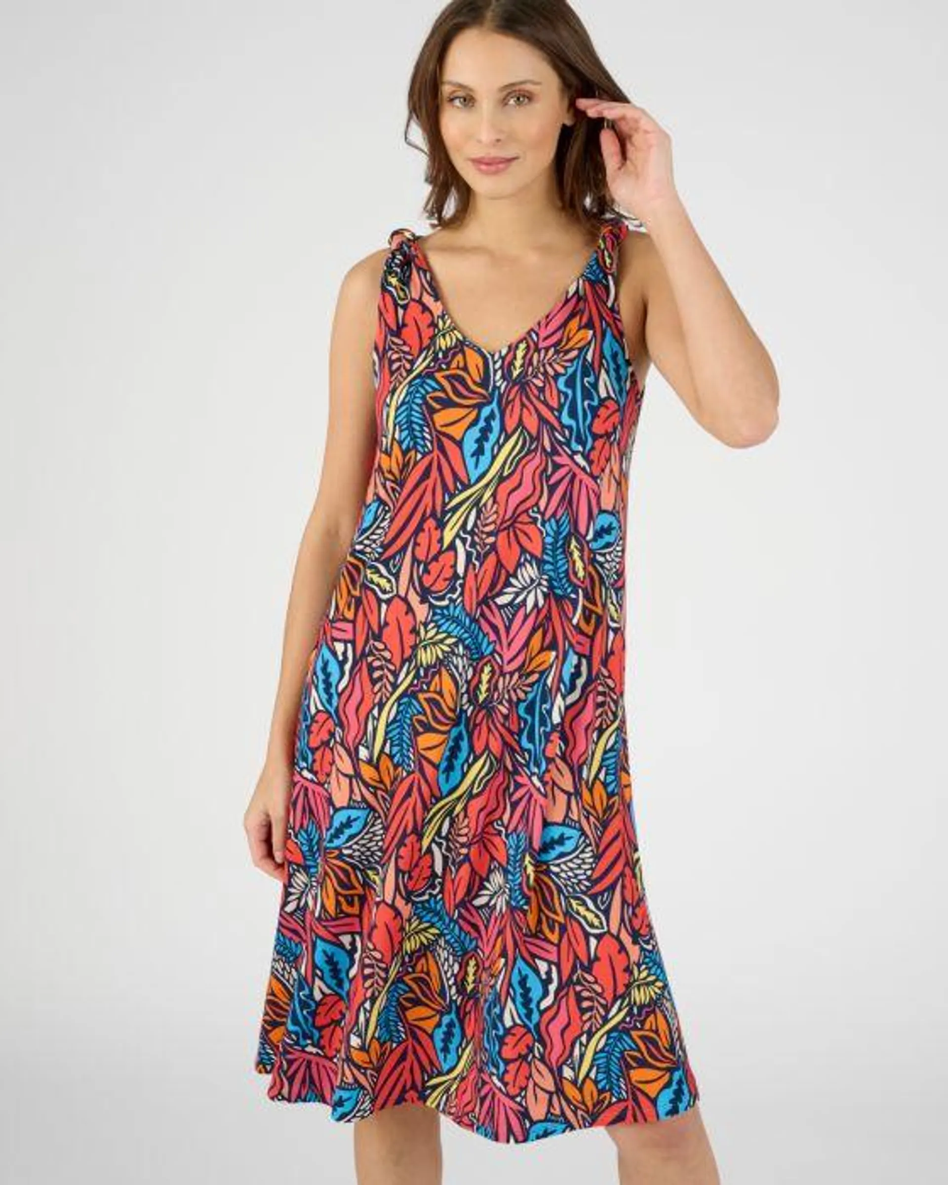 Robe tropicale maille stretch