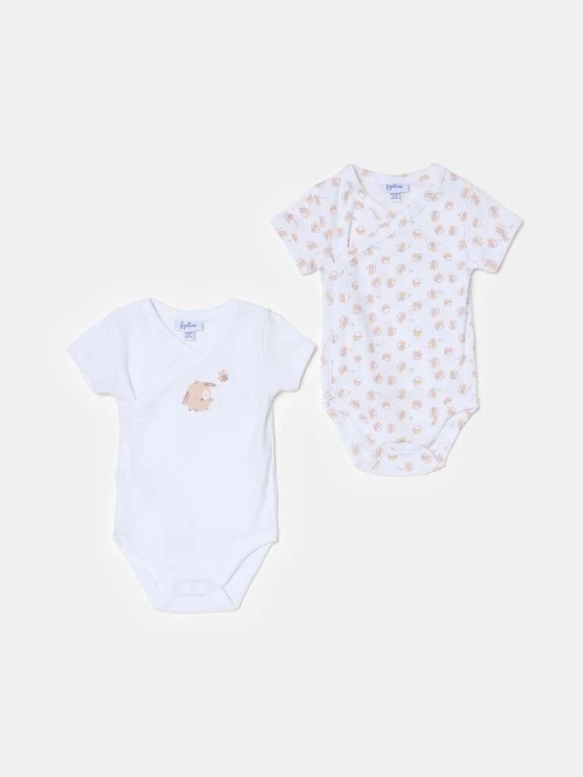 Two-pack organic cotton bodysuits with print Impression blanche 2