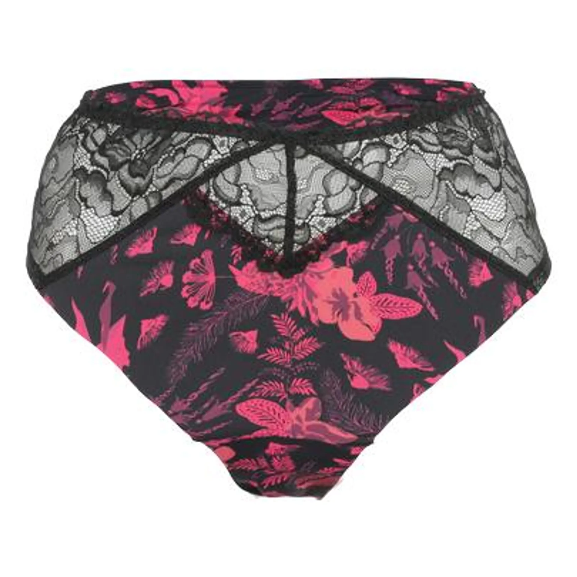 Culotte en dentelle fleurie noir et rose