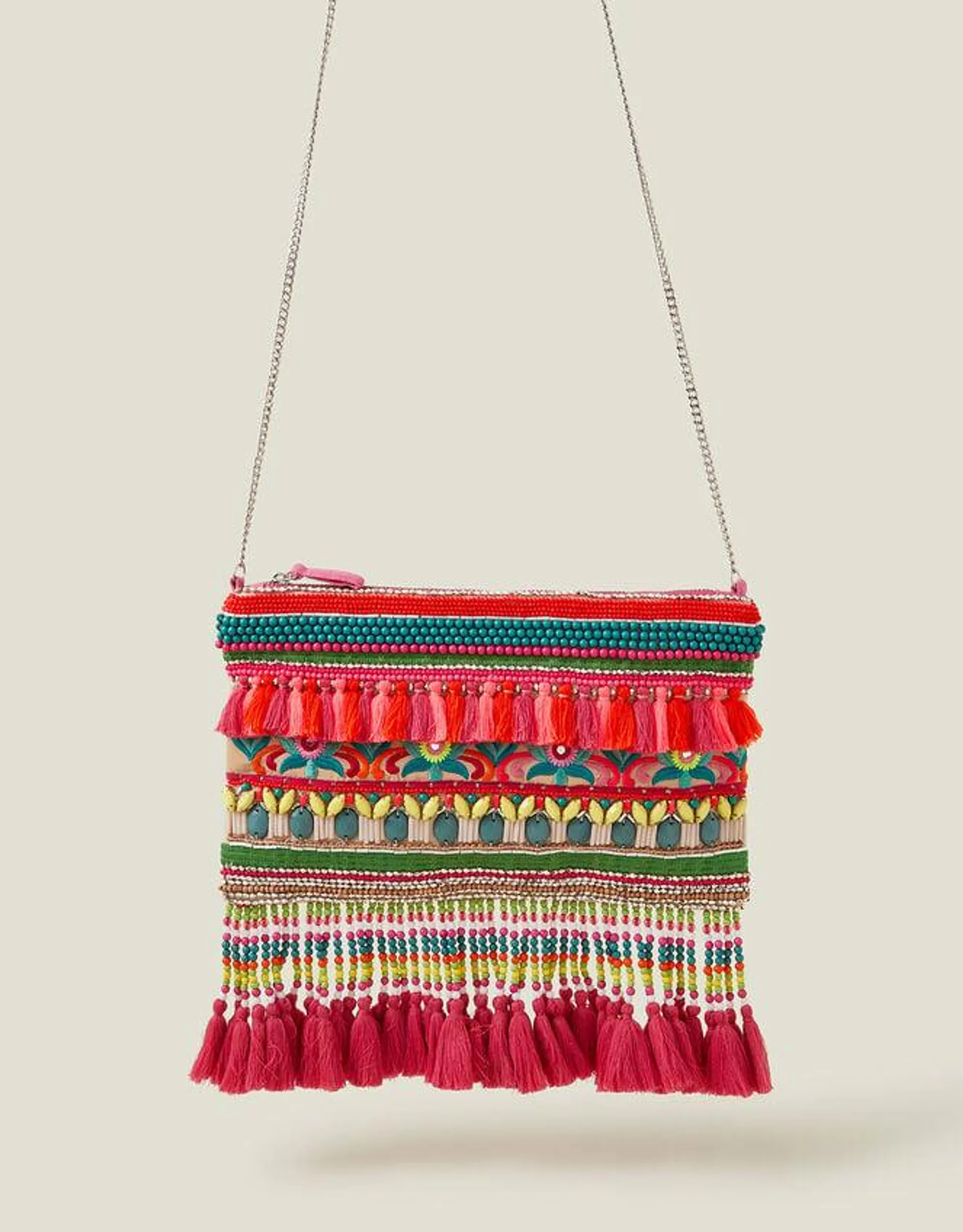 Hand-Embellished Fringe Bag