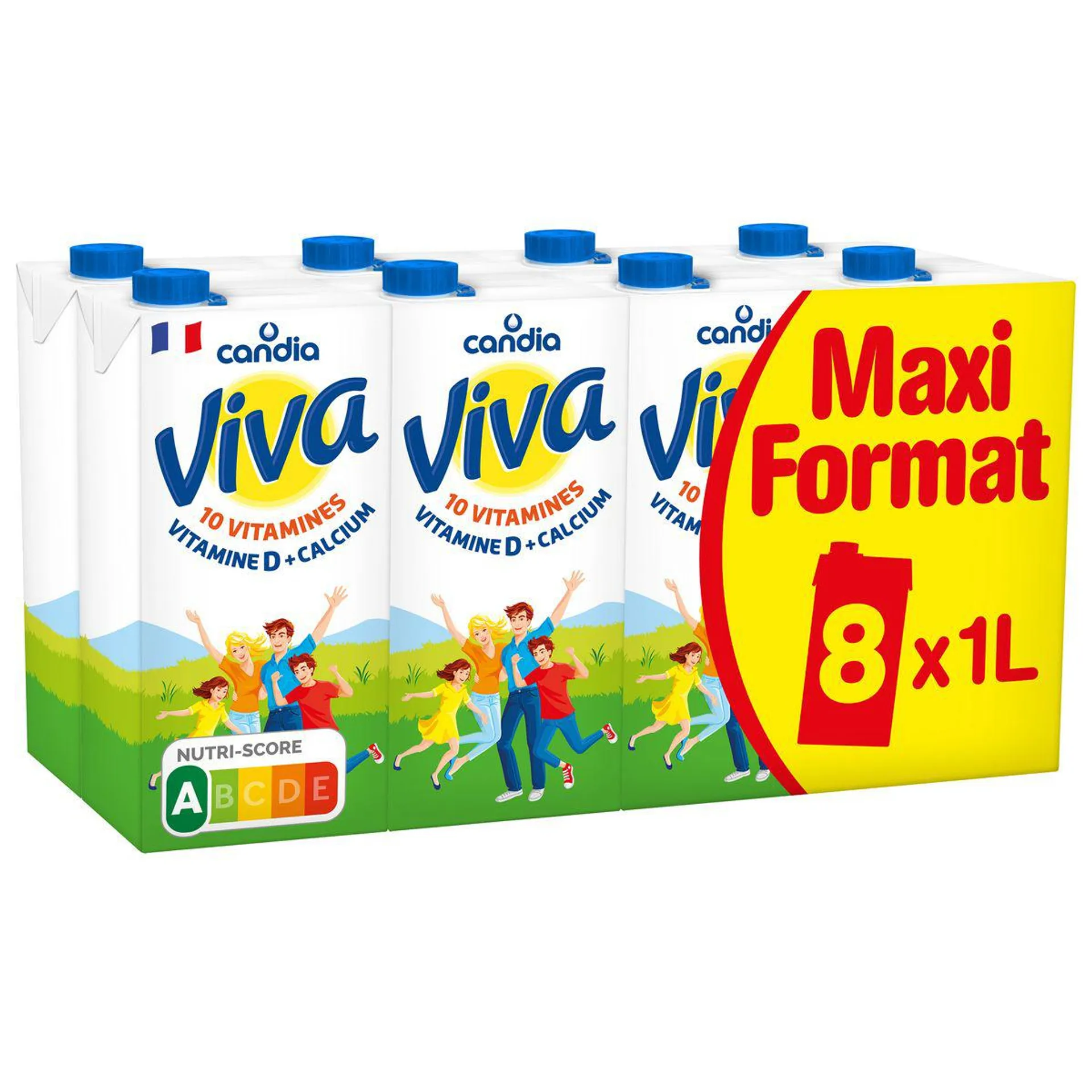 CANDIA Viva Lait nature UHT vitamines 8x1l