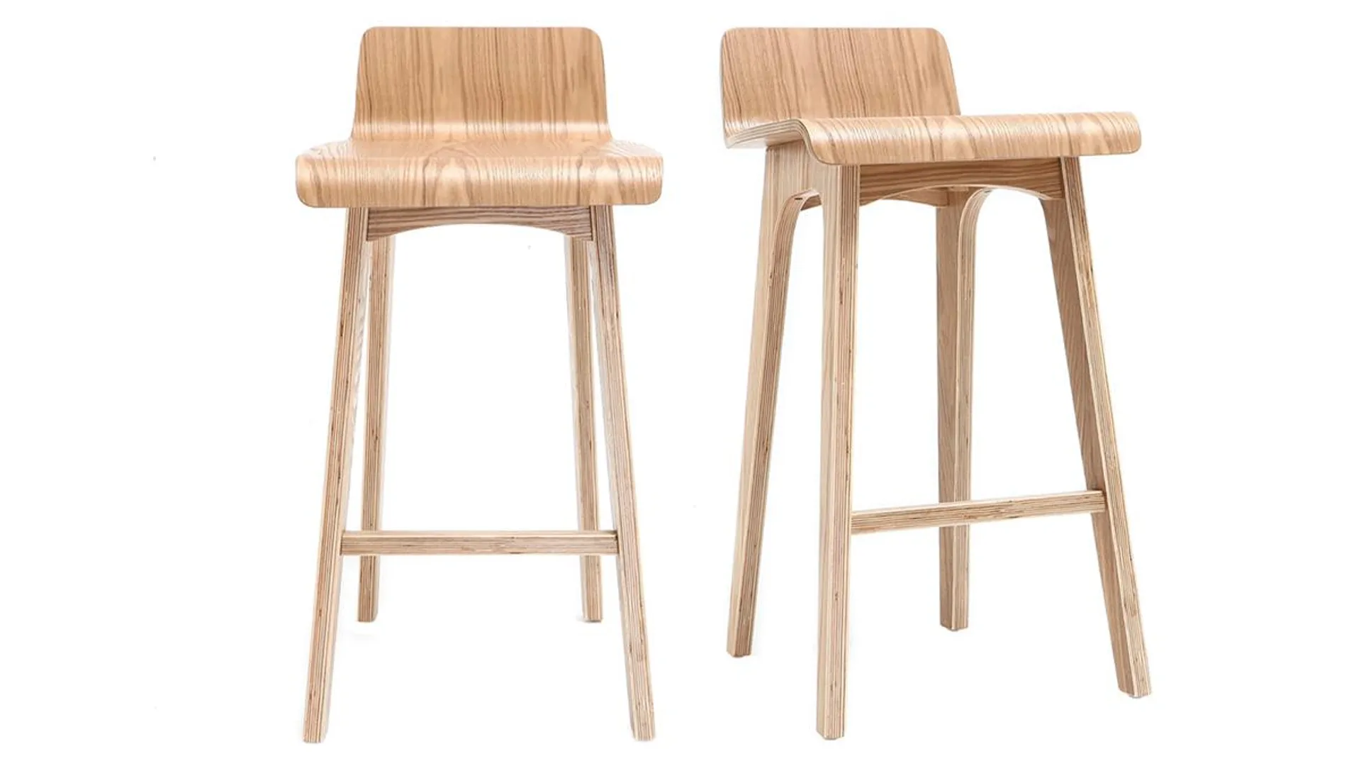 Tabourets de bar scandinaves bois clair H65 cm (lot de 2) BALTIK