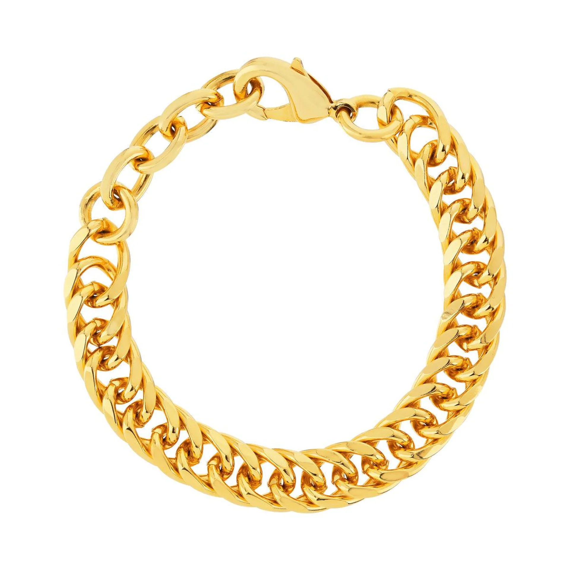 Bracelet plaqué or maille gourmette américaine 16 à 21 cm