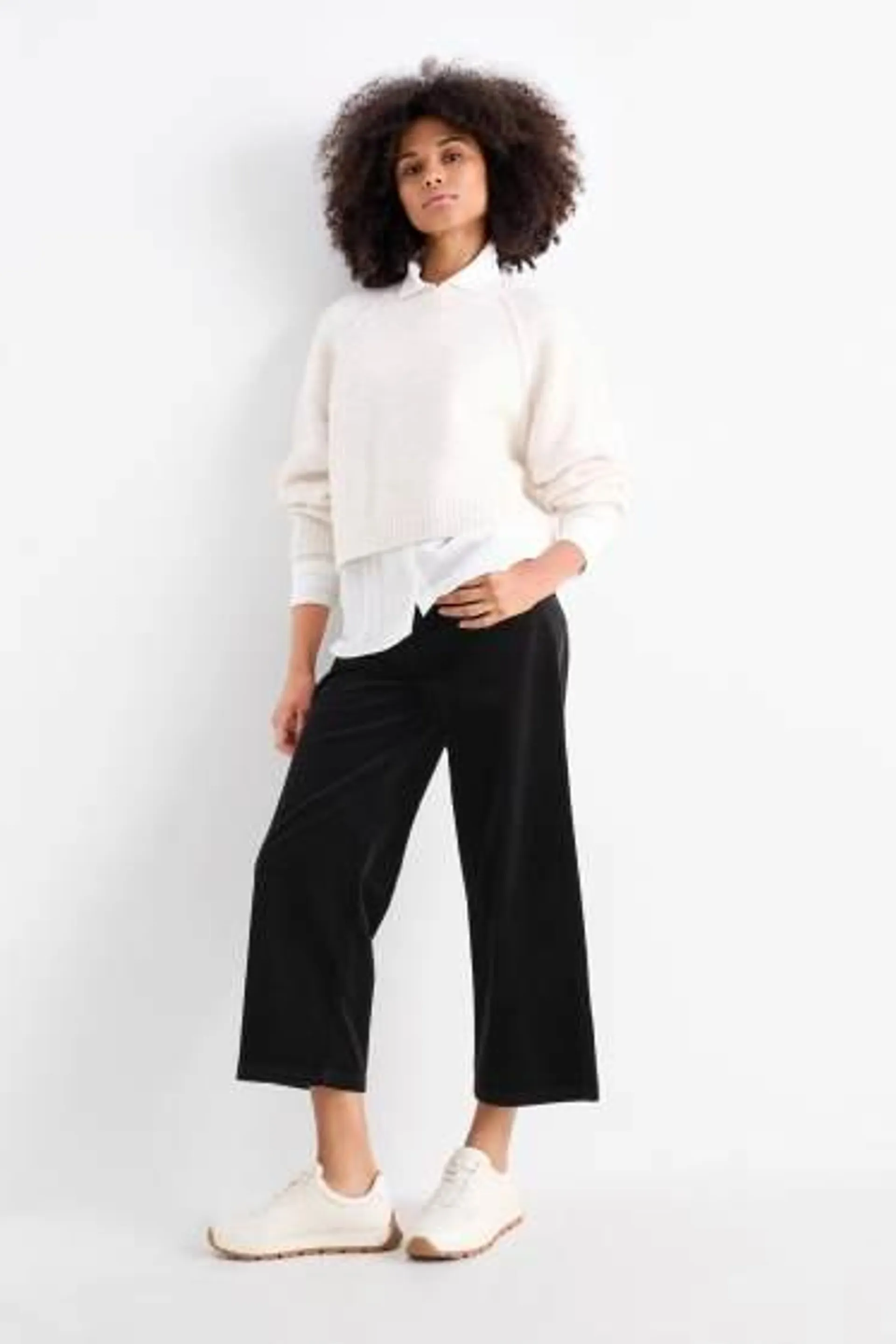 Corduroy trousers - high waist - wide leg