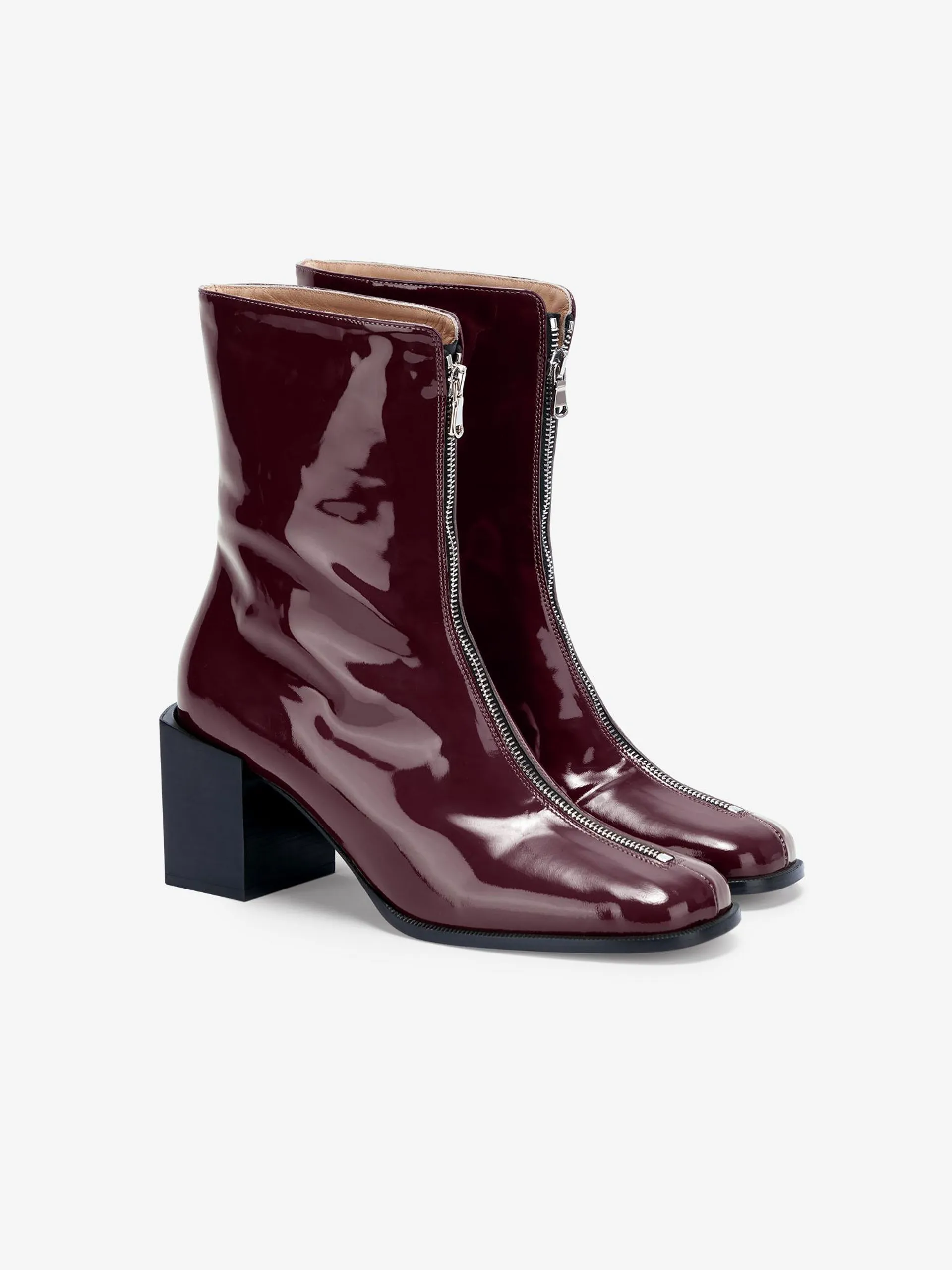 CARRIE LOW BOOTS IN PATENT-LEATHER BURGUNDY