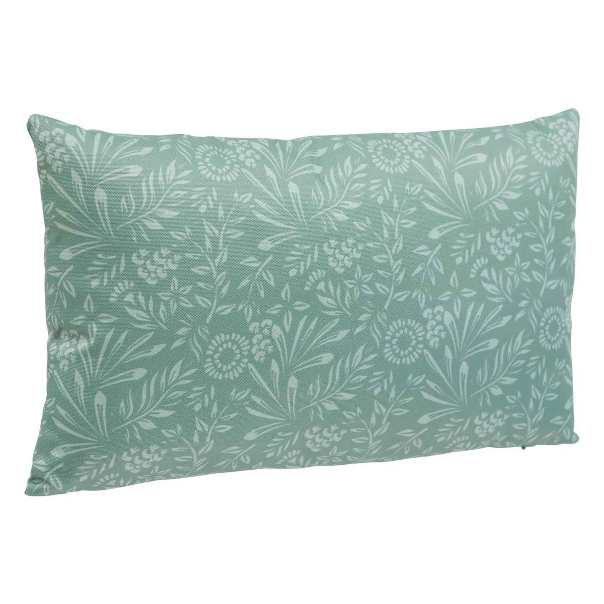 Coussin rectangulaire Adiya - 50 x 30 cm - Motif floral - Vert jade - HESPERIDE