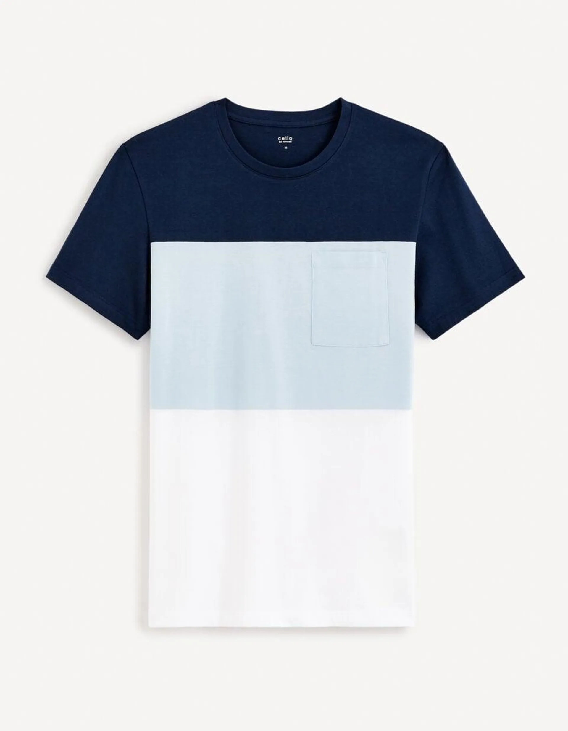 T-shirt col rond color block - marine