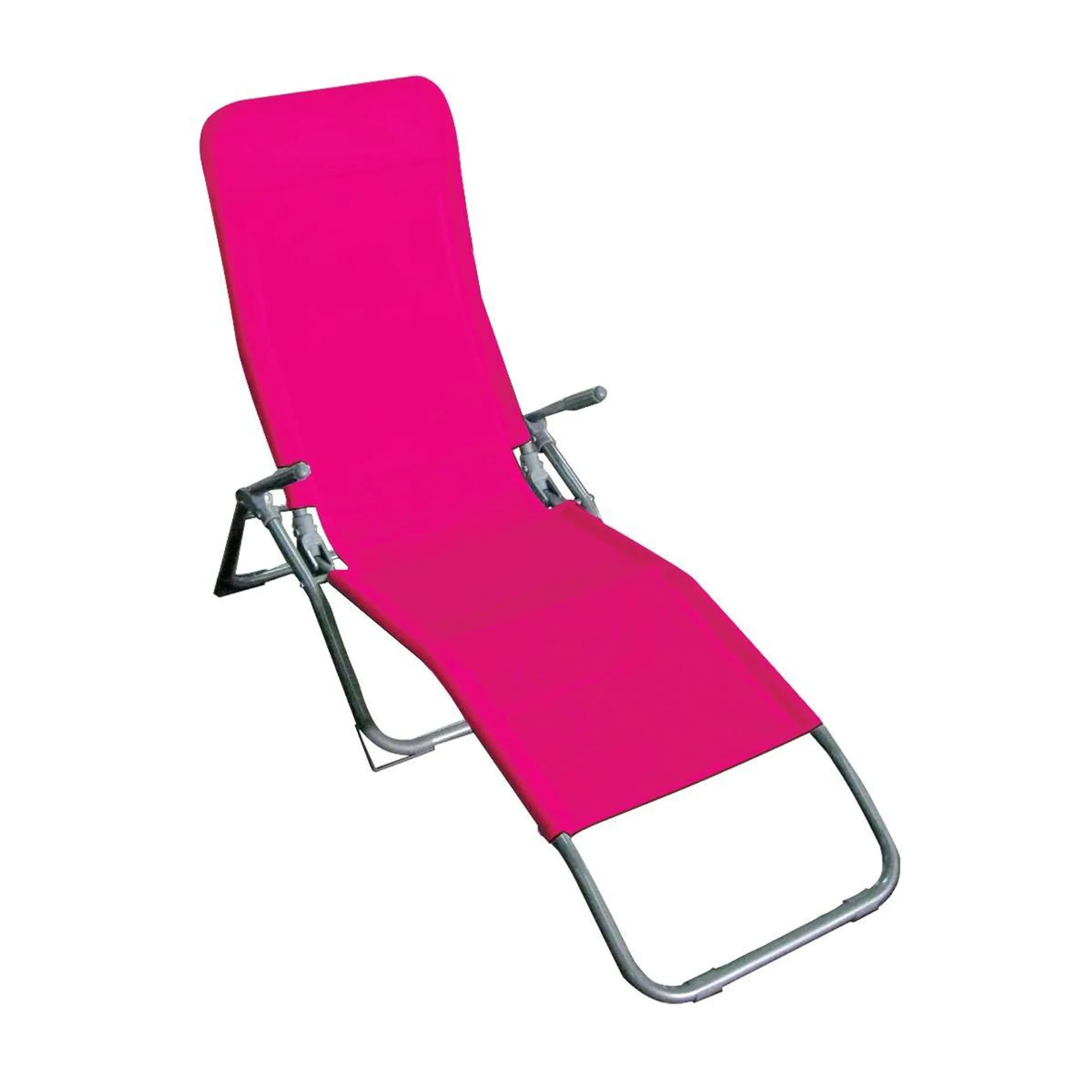 Bain de soleil pliant Amanda - 192 x 60 x 99 cm - Rouge Framboise