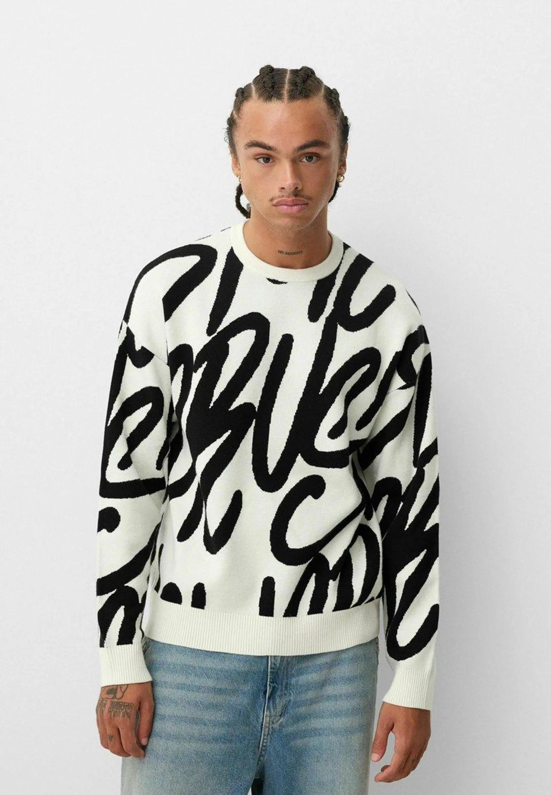 PRINTED - Pullover - black white