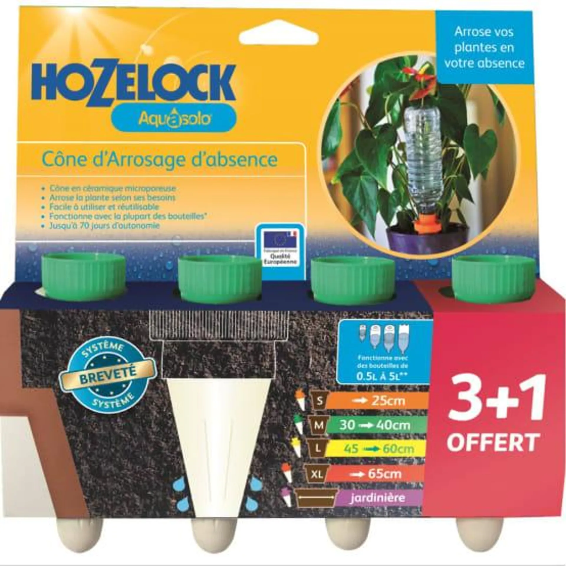 Hozelock - Cônes d'arrosage Aquasolo pack 3+1 20 cl taille M vert