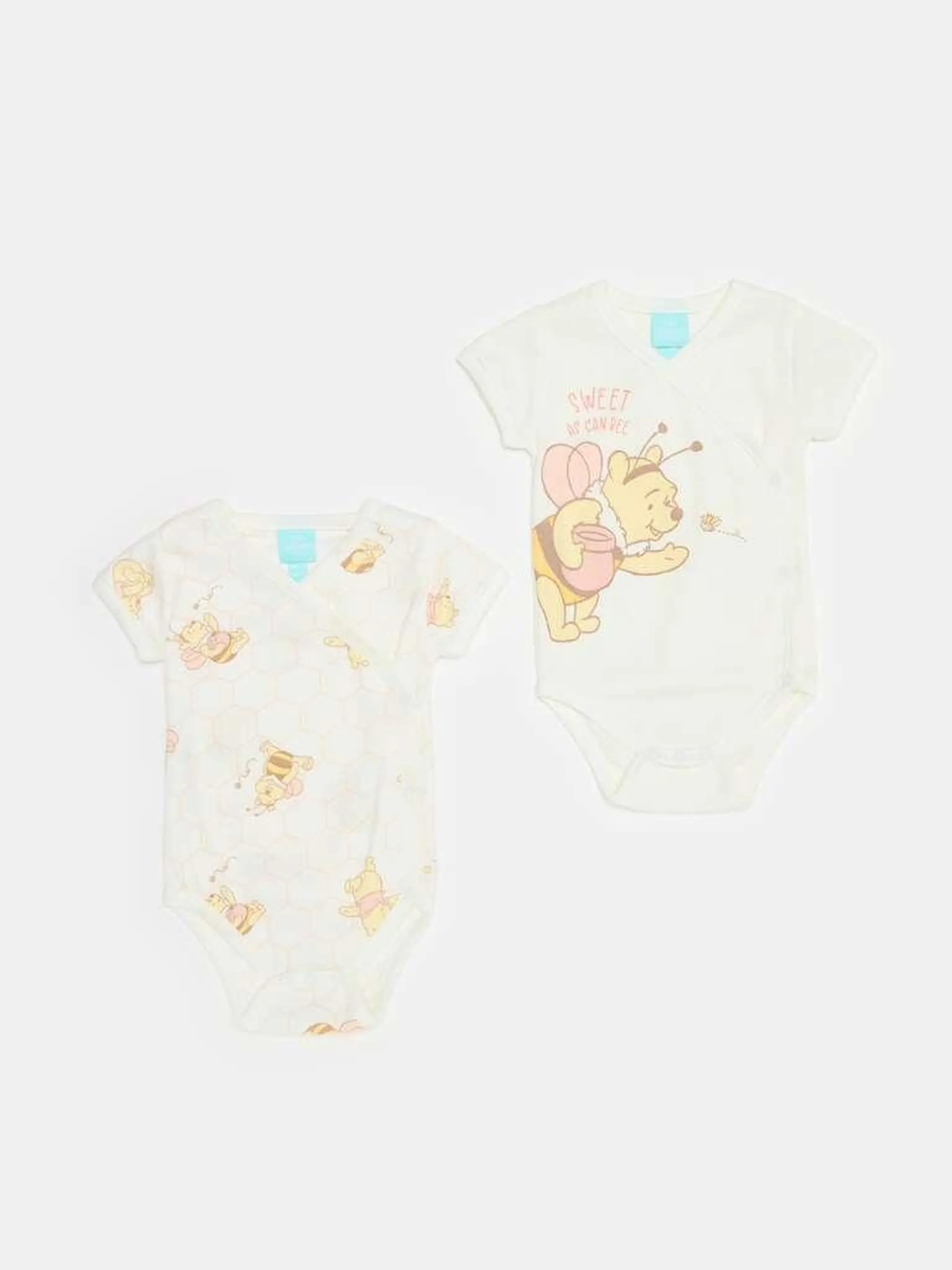 Two-pack Winnie the Pooh organic cotton bodysuits Blanc