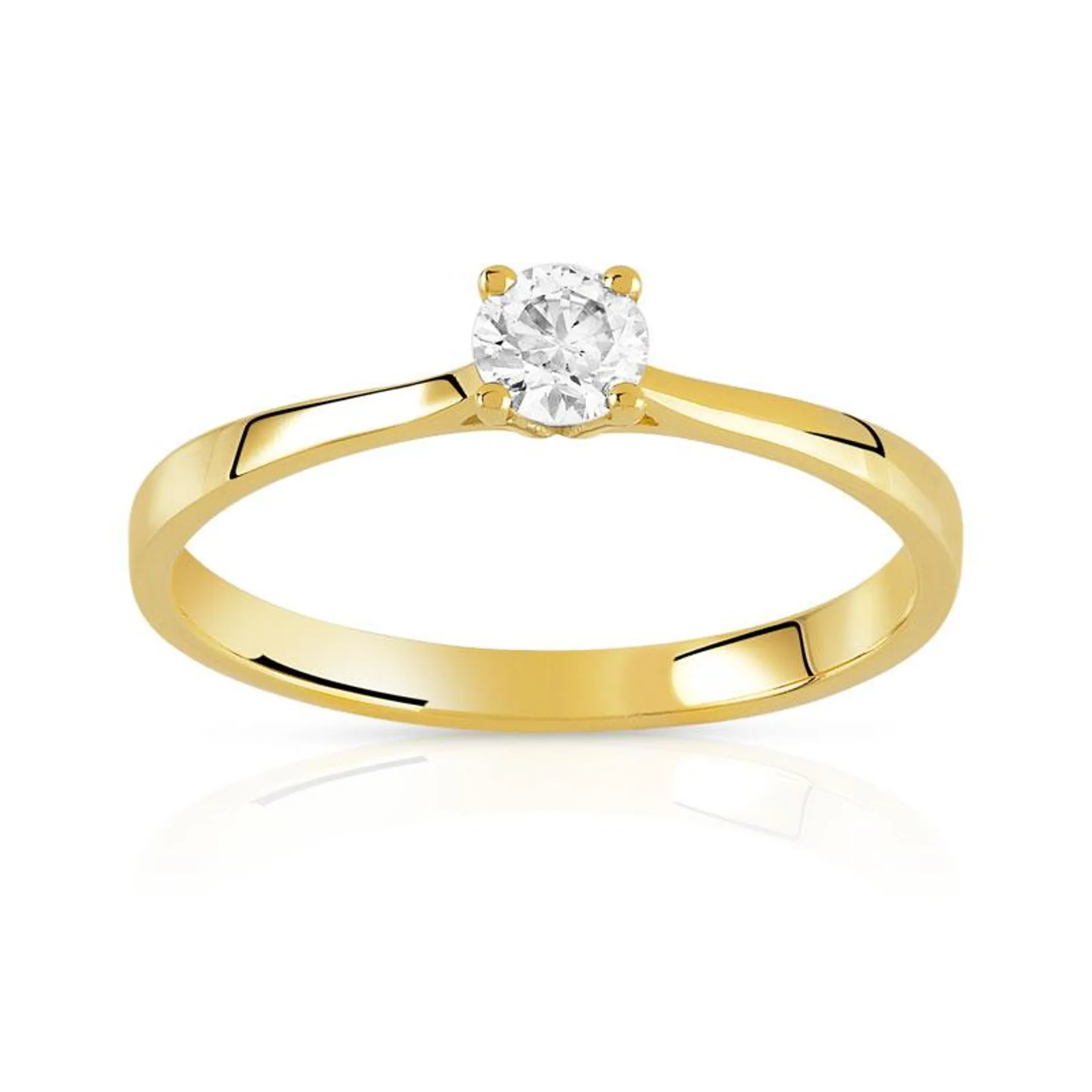 Solitaire or 750 jaune diamant 0,2 carat