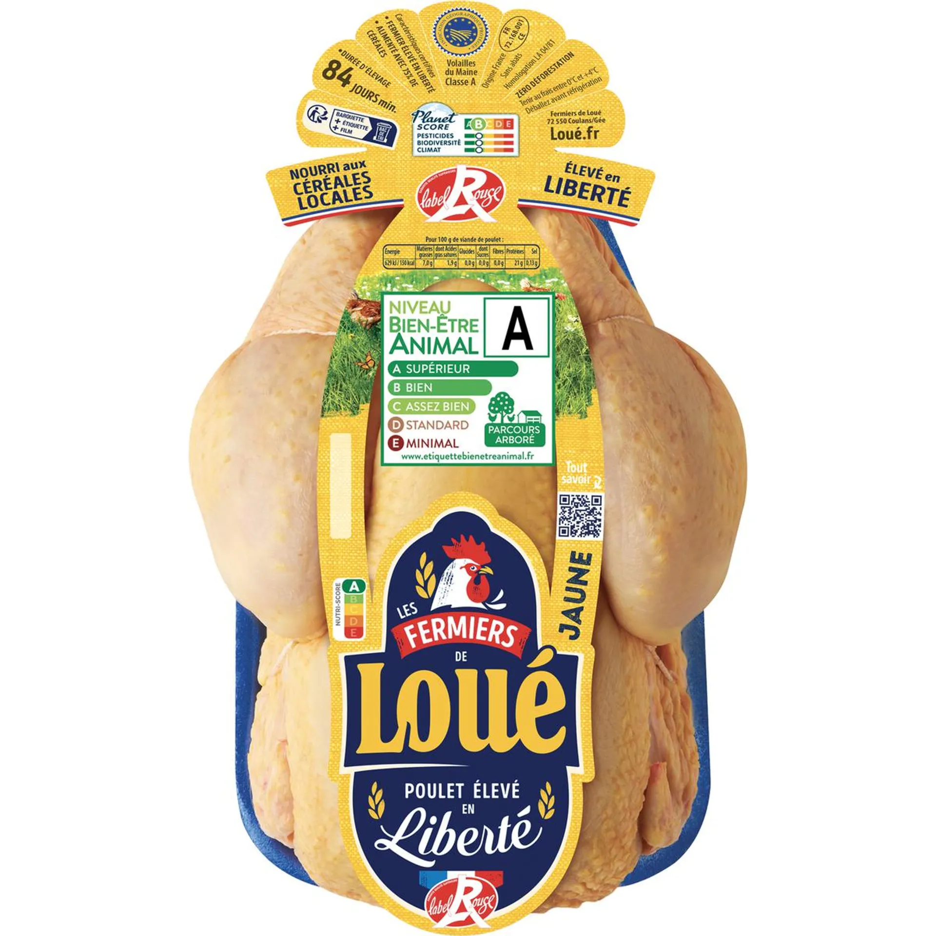 LOUE Poulet entier fermier jaune label rouge 1.250kg