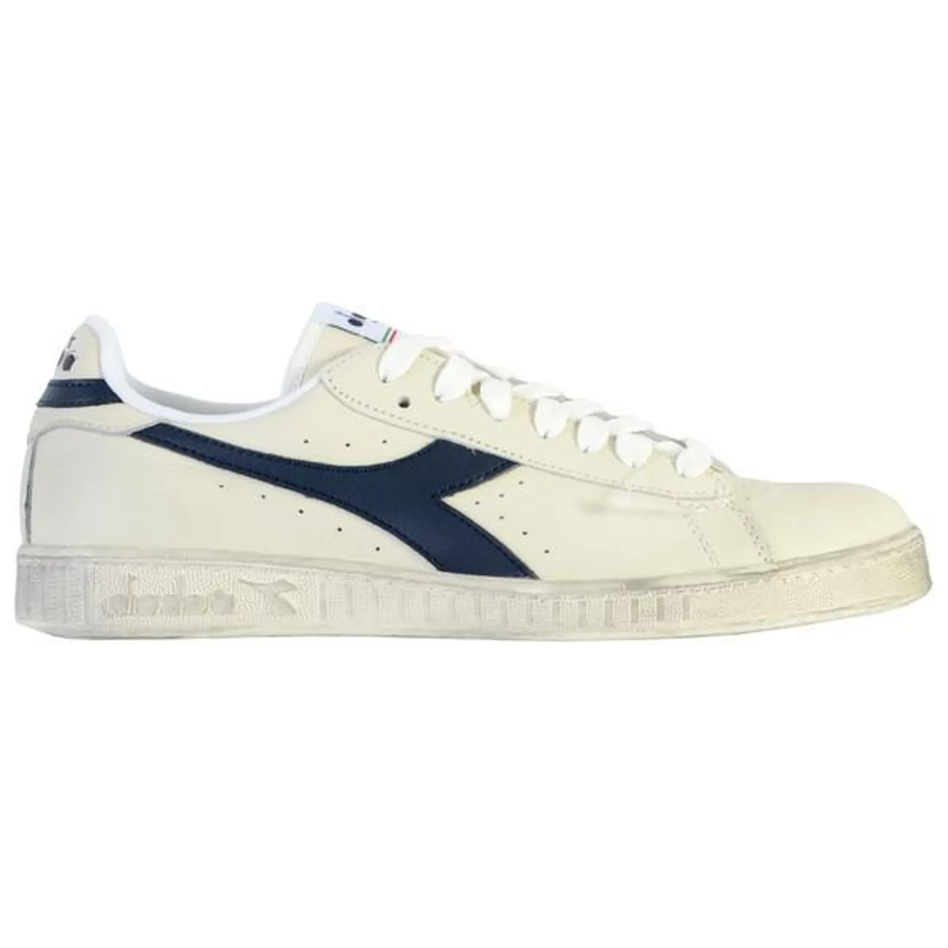 Basket Cuir Diadora Game L Low Waxed - Blanc Bleu Ciel