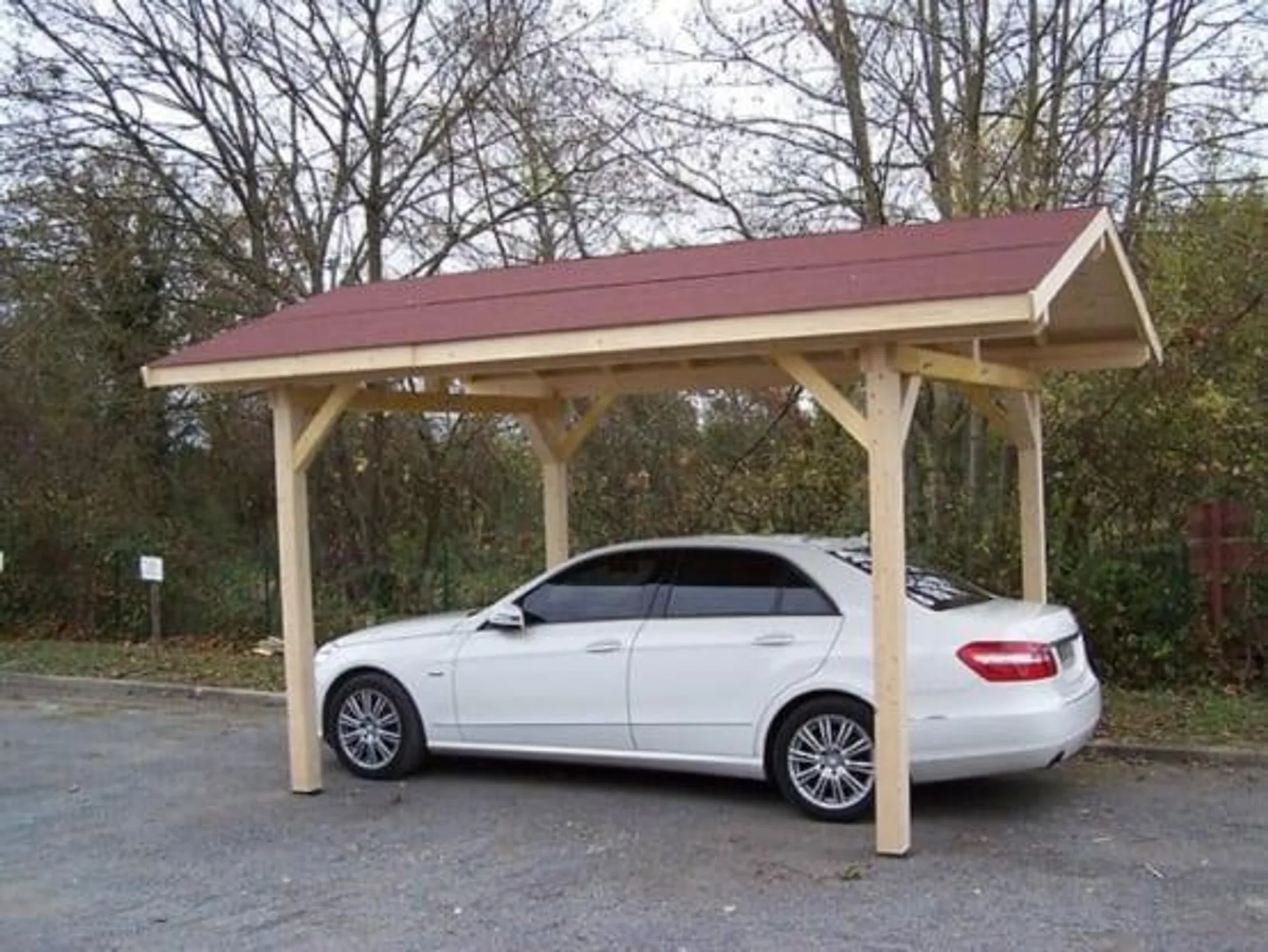 Carport bois avec toit double pente Habrita : 1 voiture- 17,50 M2