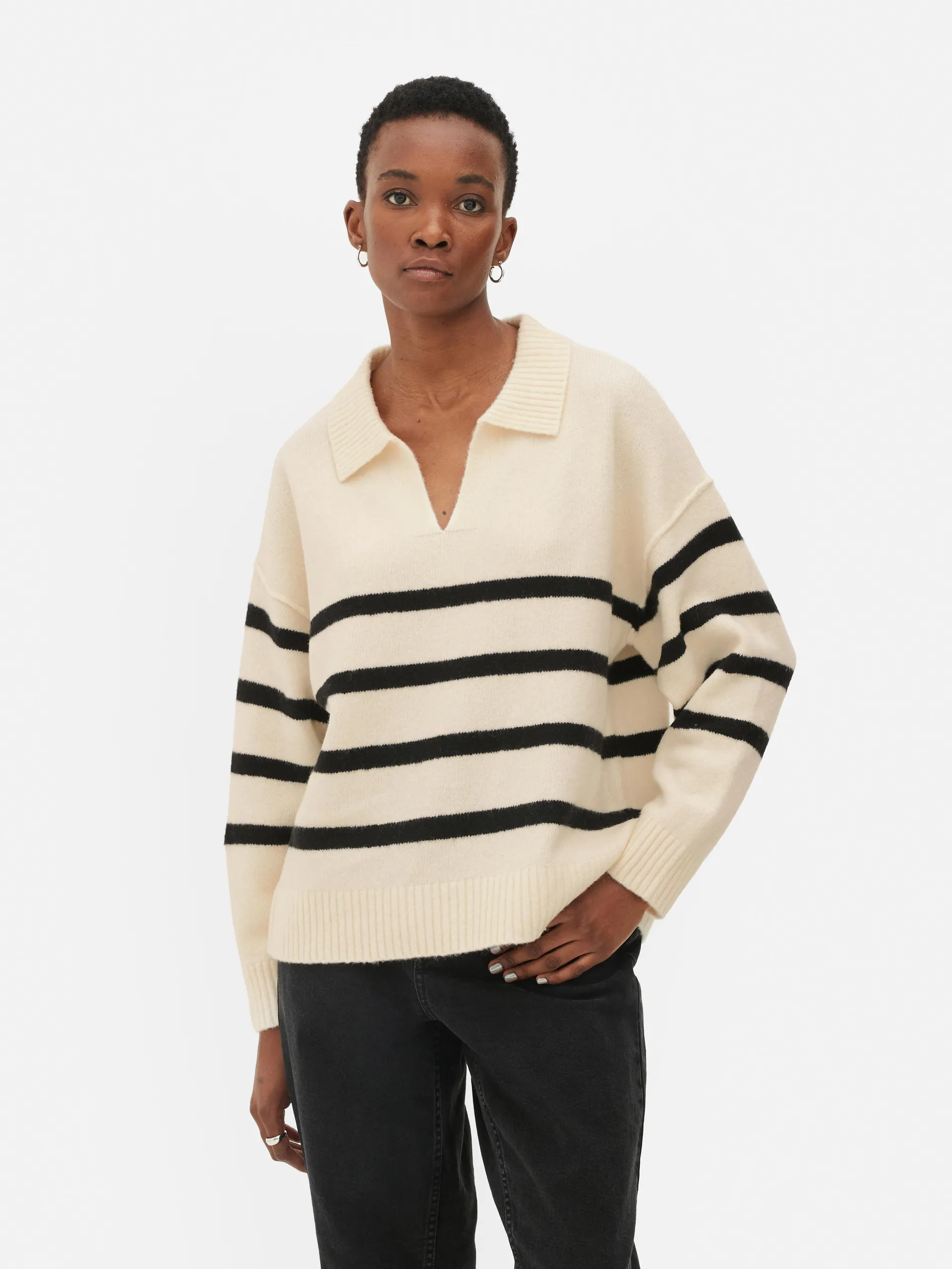 Polo Collar Stipe Jumper