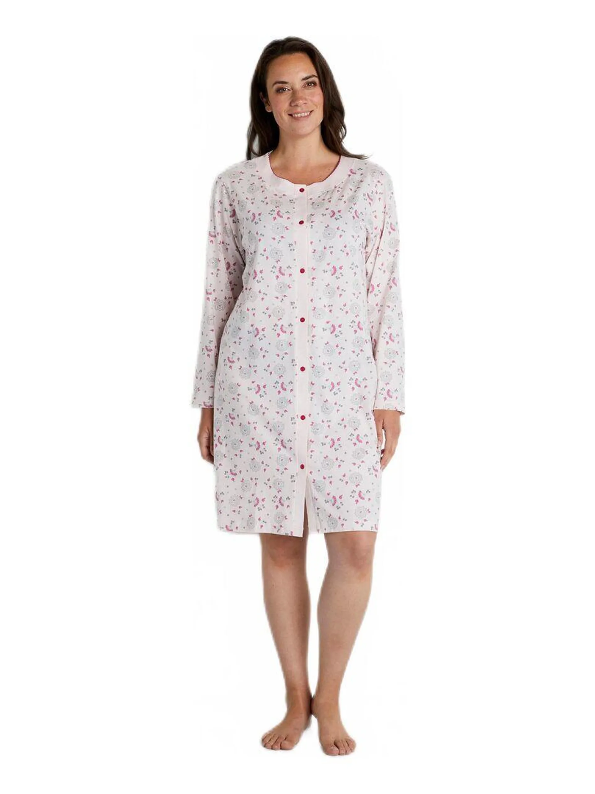 Chemise de nuit courte boutonnée - Rose