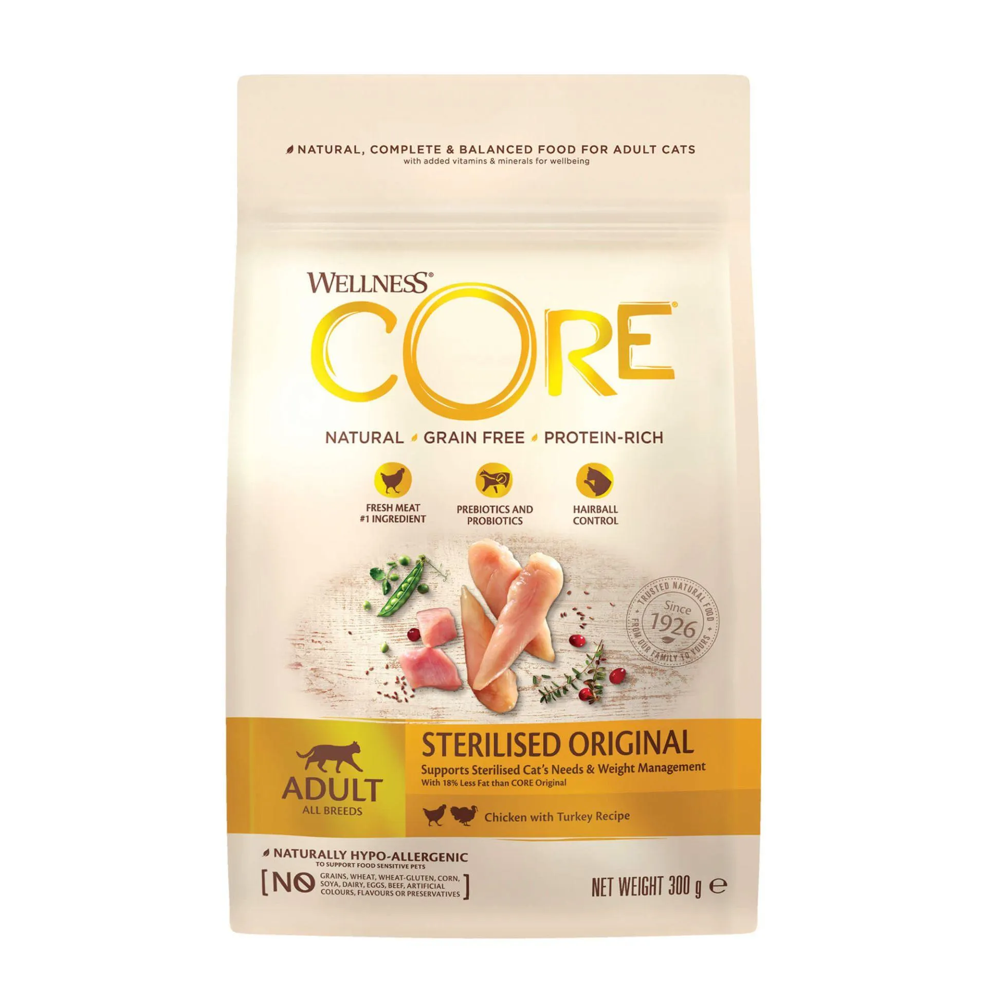 Wellness core grain free sterilised poulet & dinde 300g pour chat