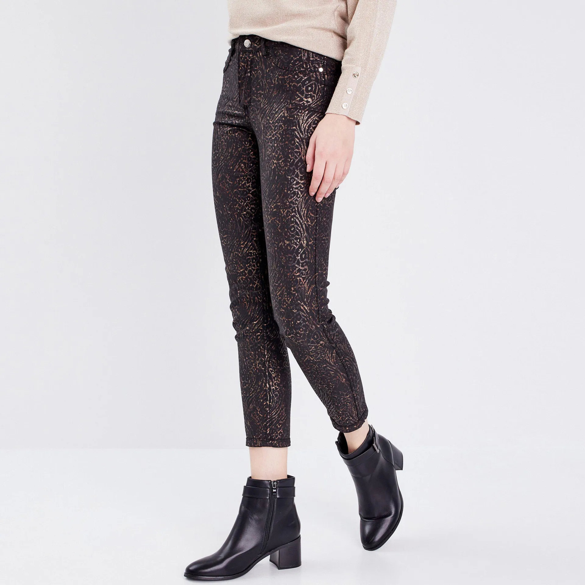 Pantalon ajusté réversible noir femme