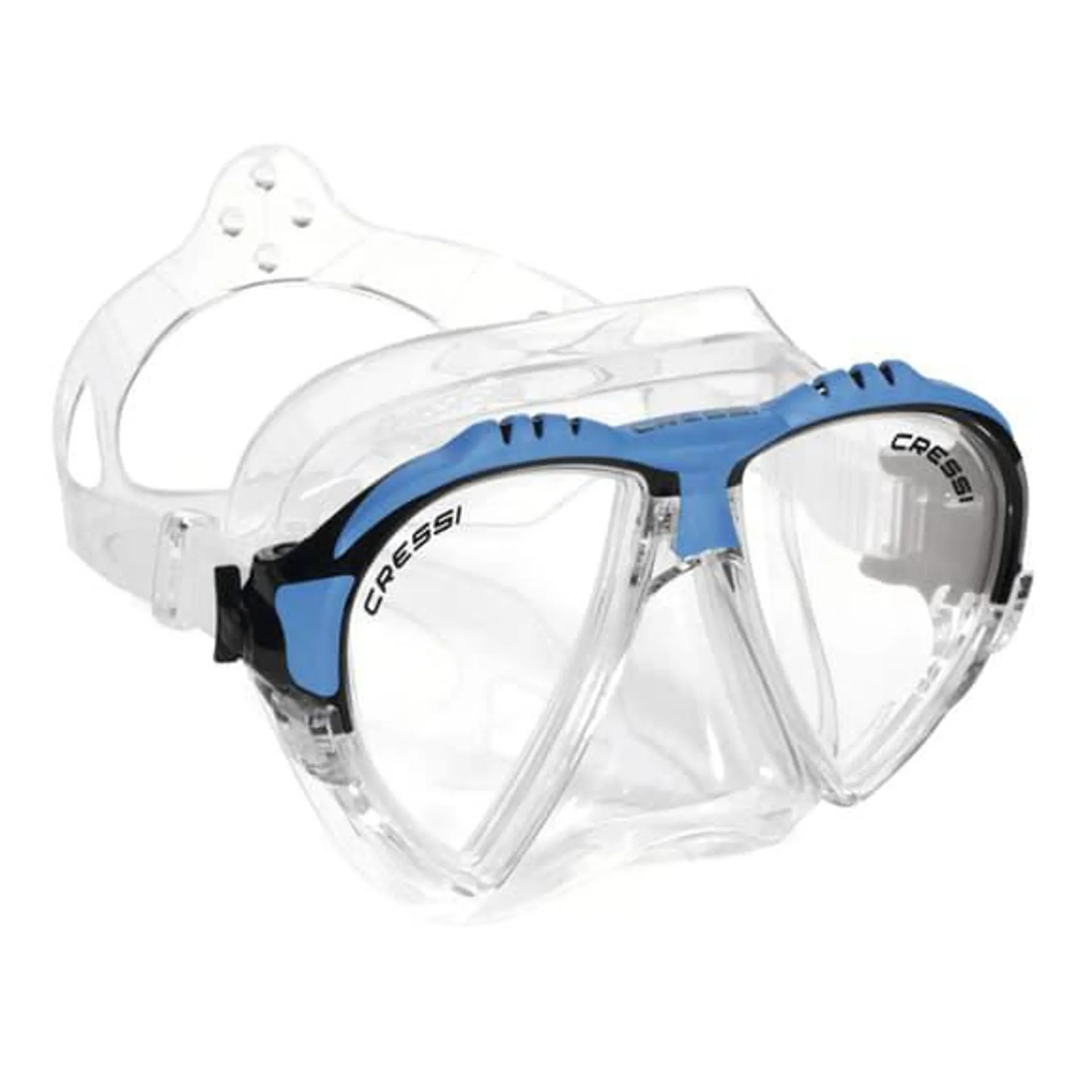 Masque de plongée Cressi Matrix blanc bleu noir avec verres transparents