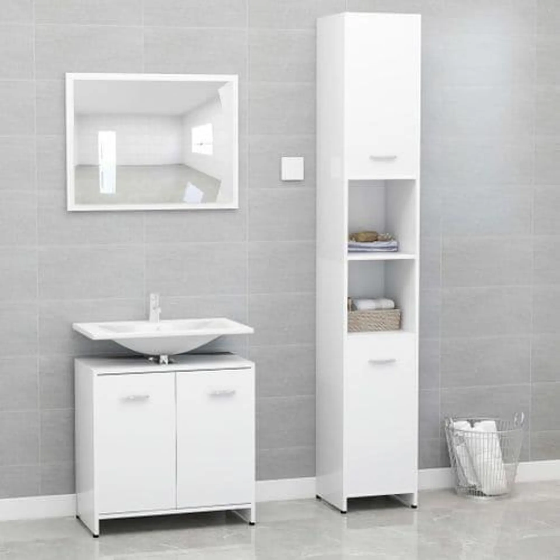 VIDAXL Ensemble De Meubles De Salle De Bain 3 Pièces Aggloméré - Blanc