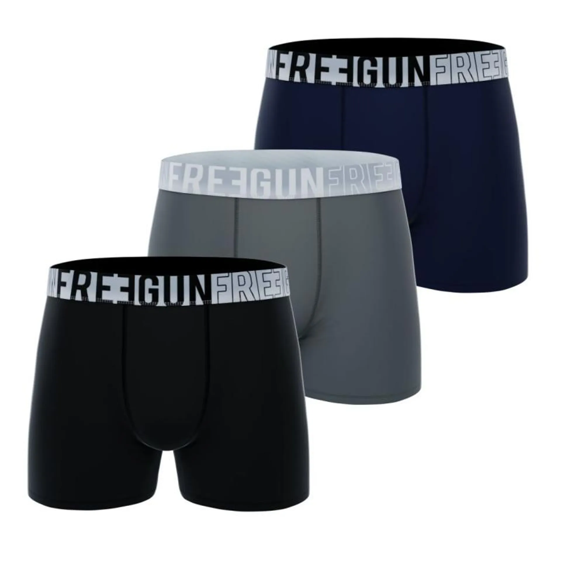 Lot de 3 boxers homme coton noir, gris, bleu Signature Andrew Freegun