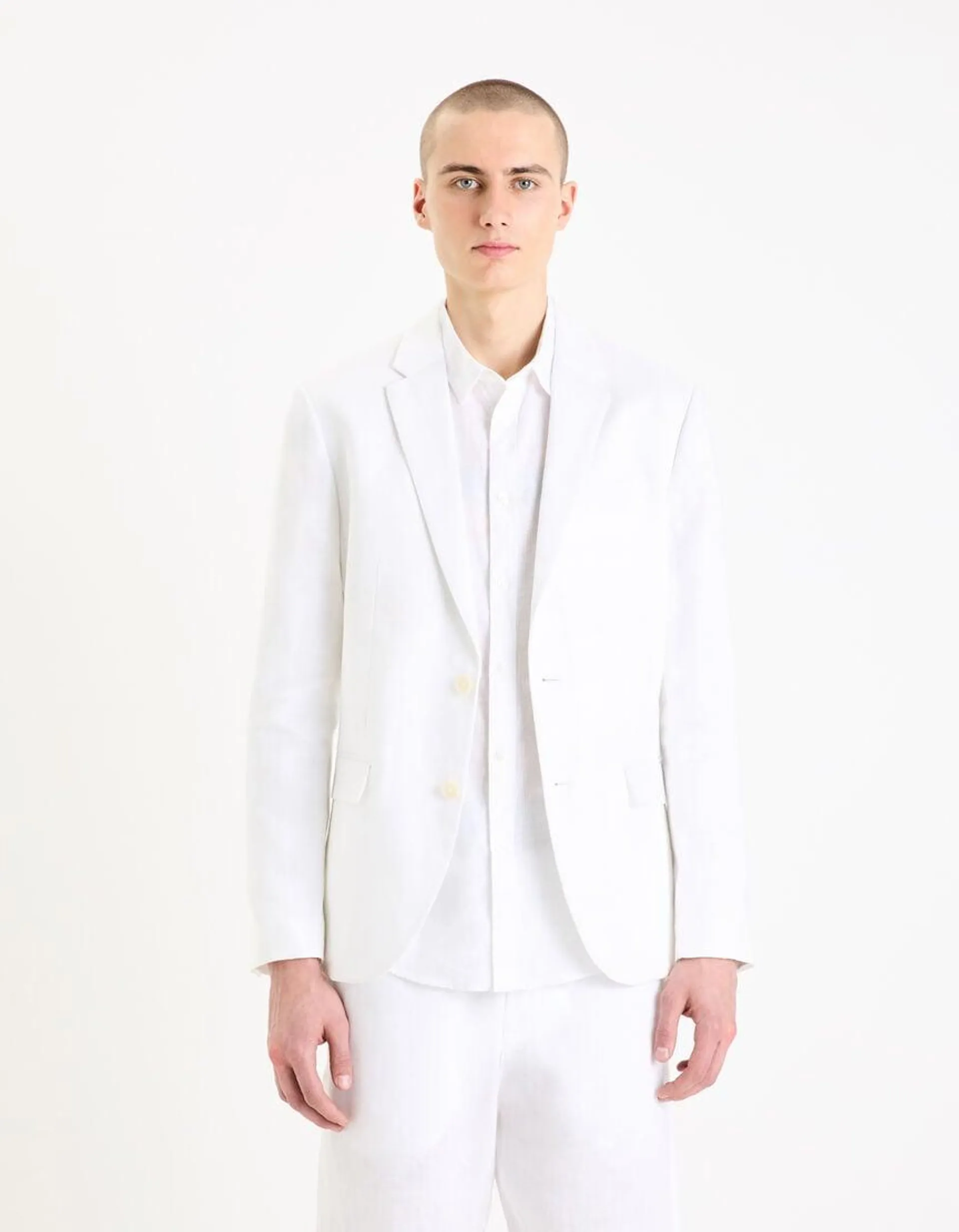 Veste de costume slim en lin - blanc