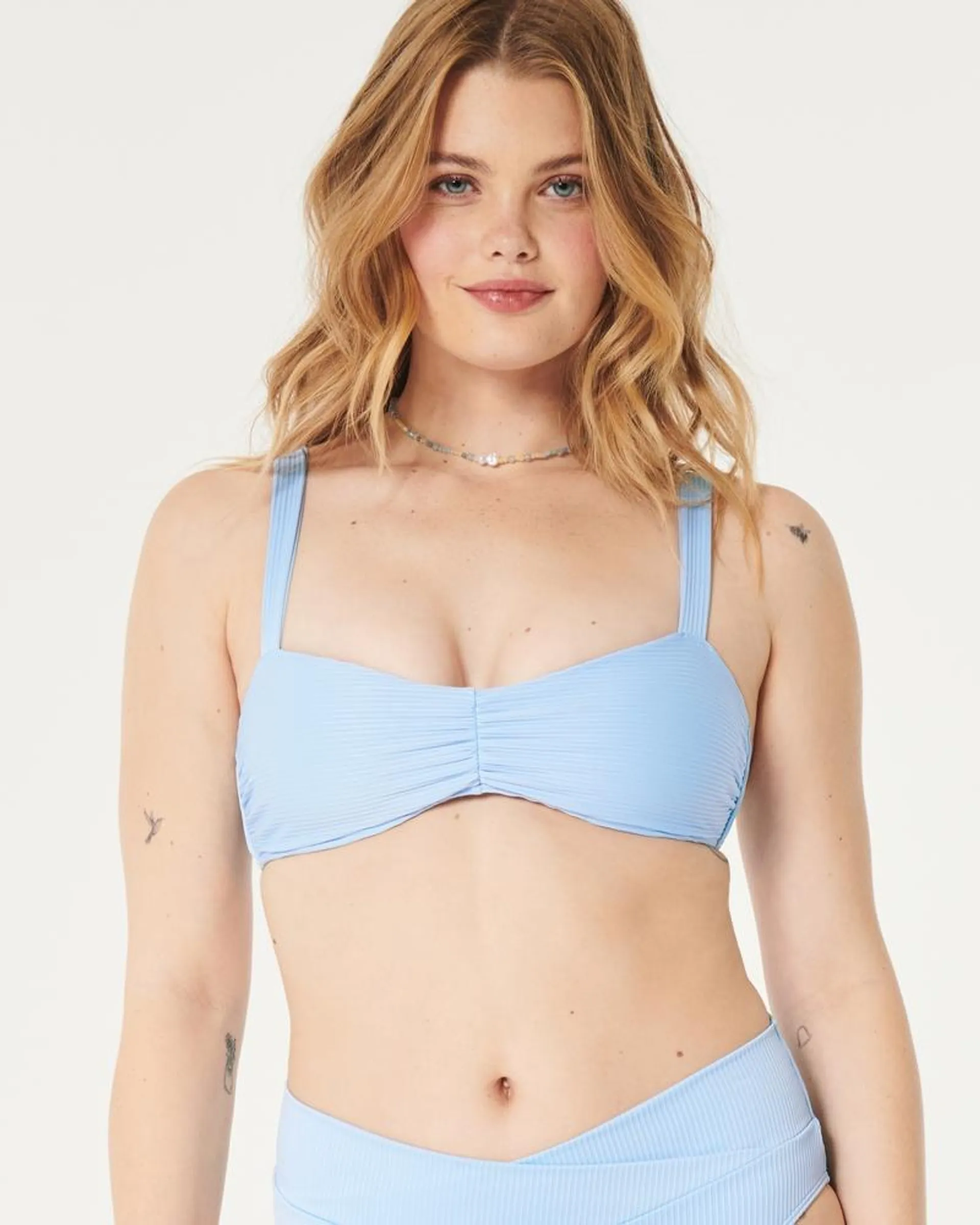 Ribbed Cinch Scoop Bikini Top