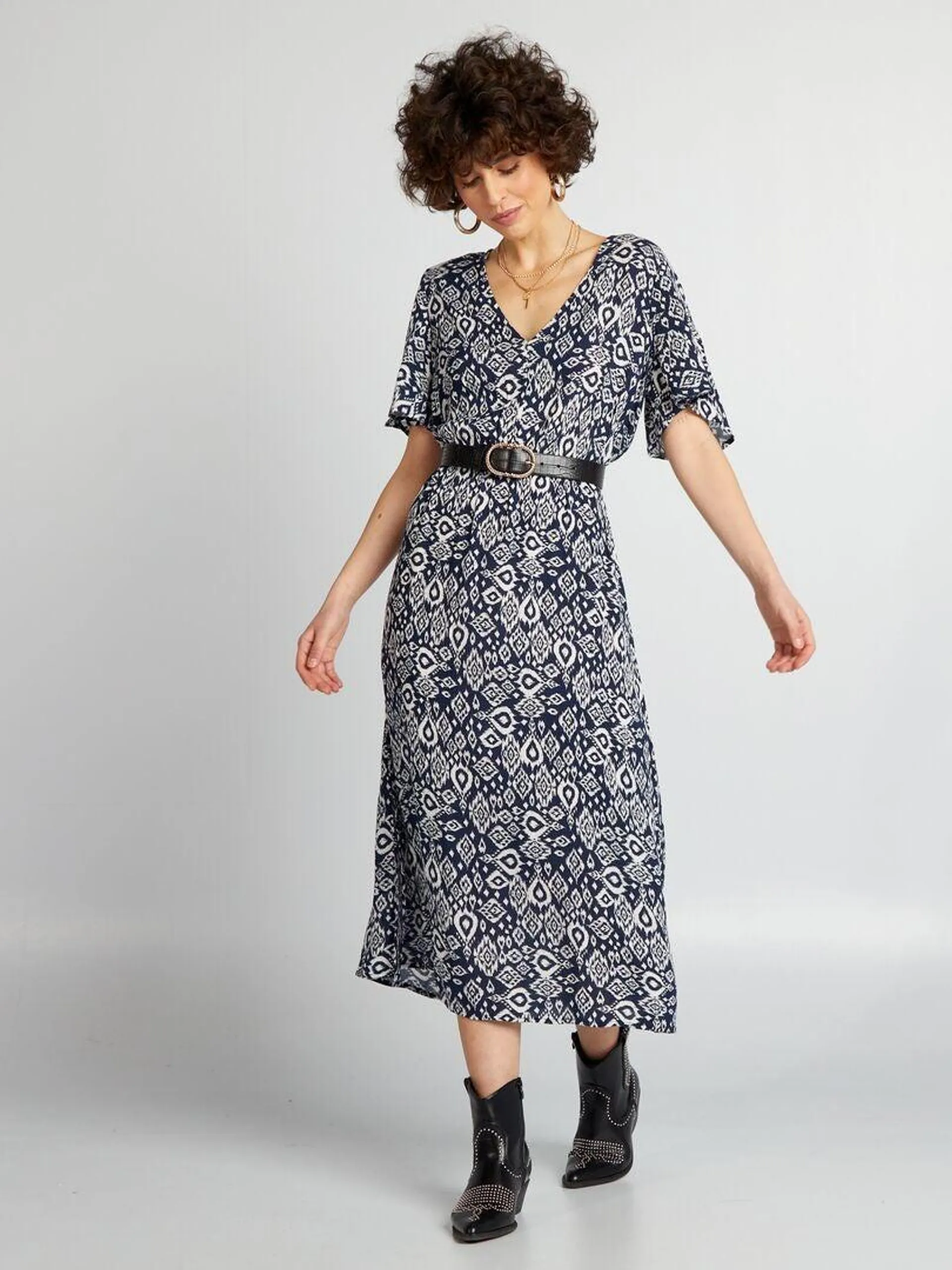 Robe midi - Bleu marine