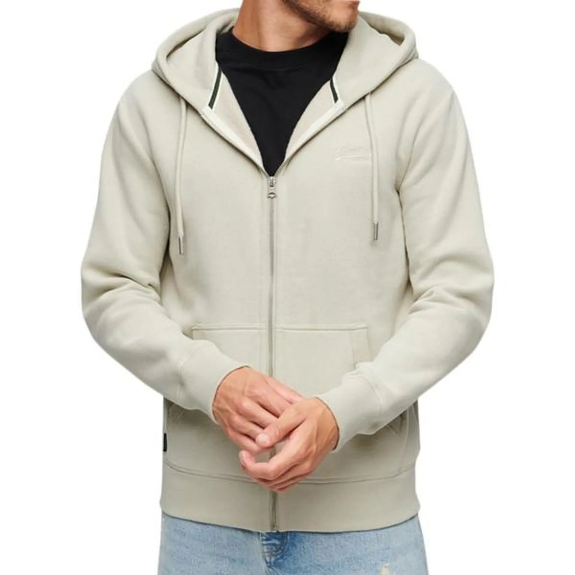 Sweat À Capuche Zip Superdry Essential Logo - Beige