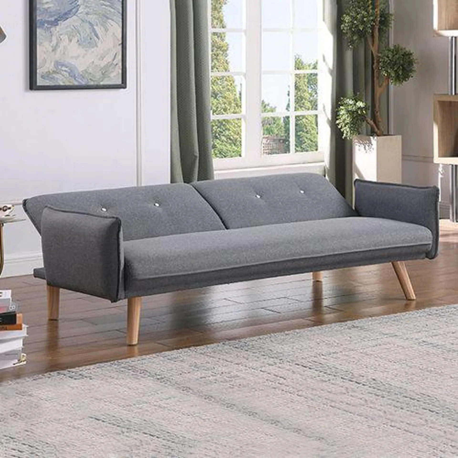 DESIGNETSAMAISON Banquette Clic Clac 3 Places Gris - Ester