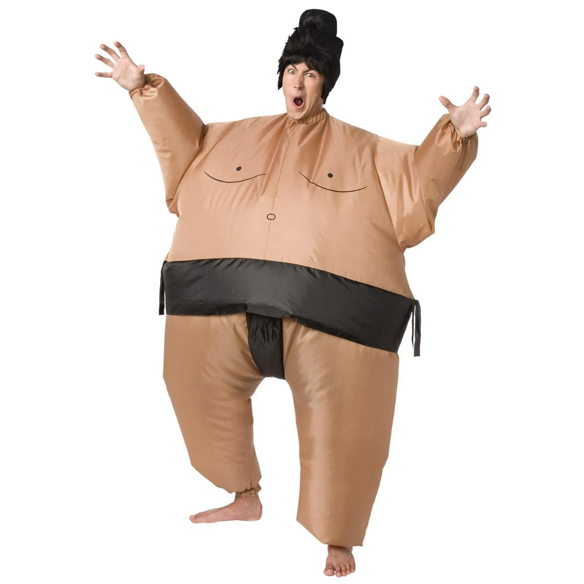 Déguisement sumo gonflable adulte - Taille unique - Beige, Noir