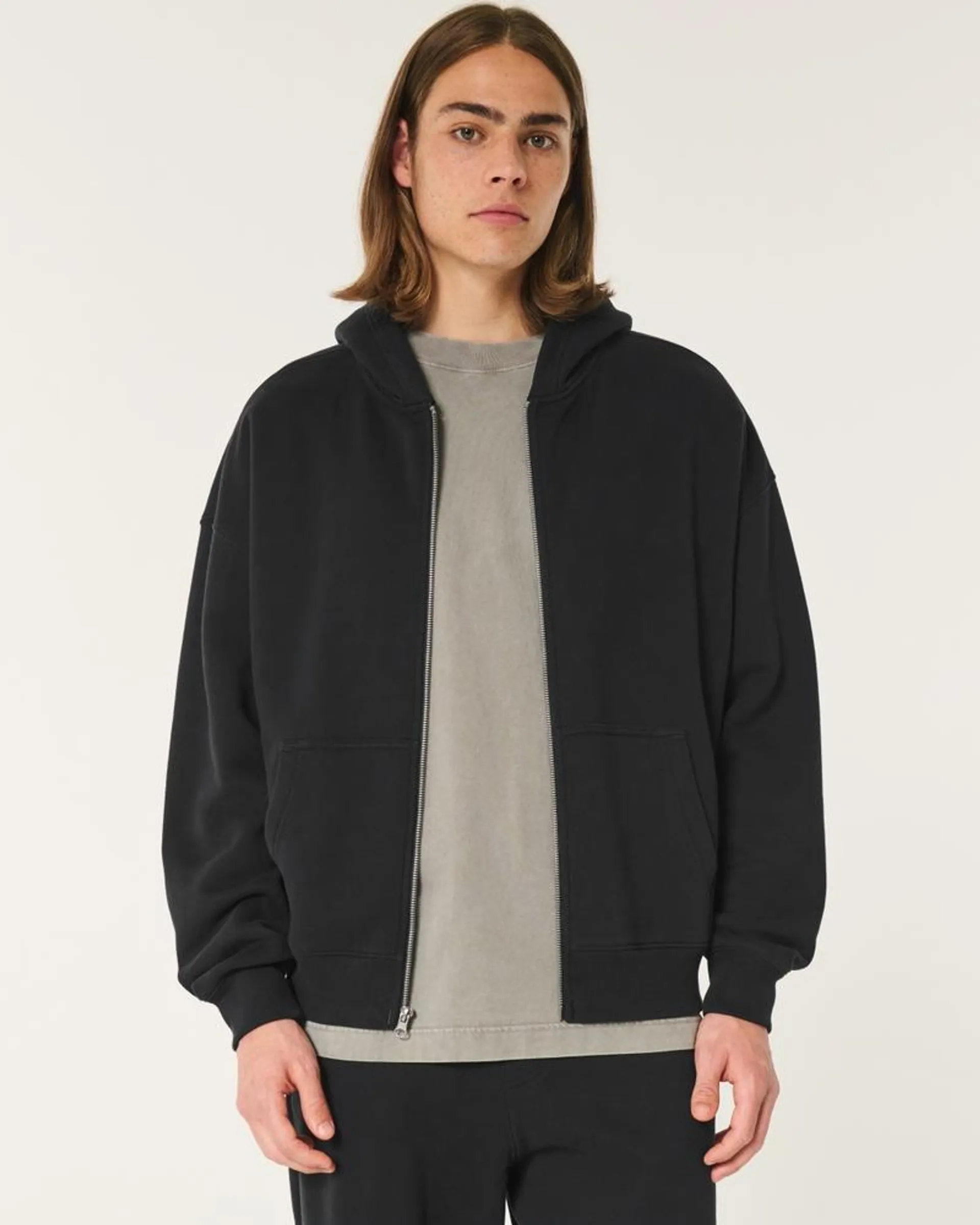 Boxy Zip-Up Hoodie