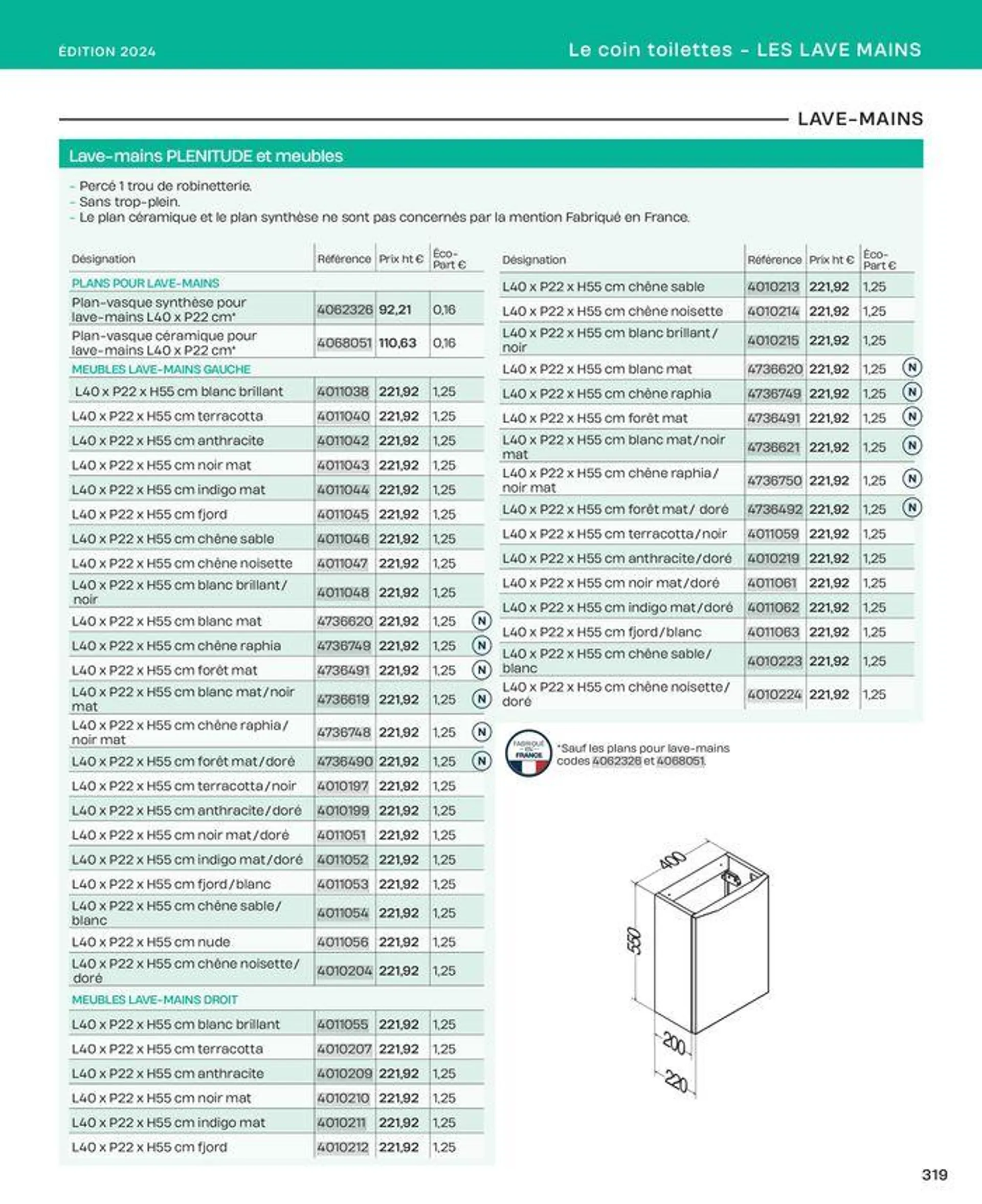 La salle de bain en toute sérénité du 2 juillet au 31 décembre 2024 - Catalogue page 319