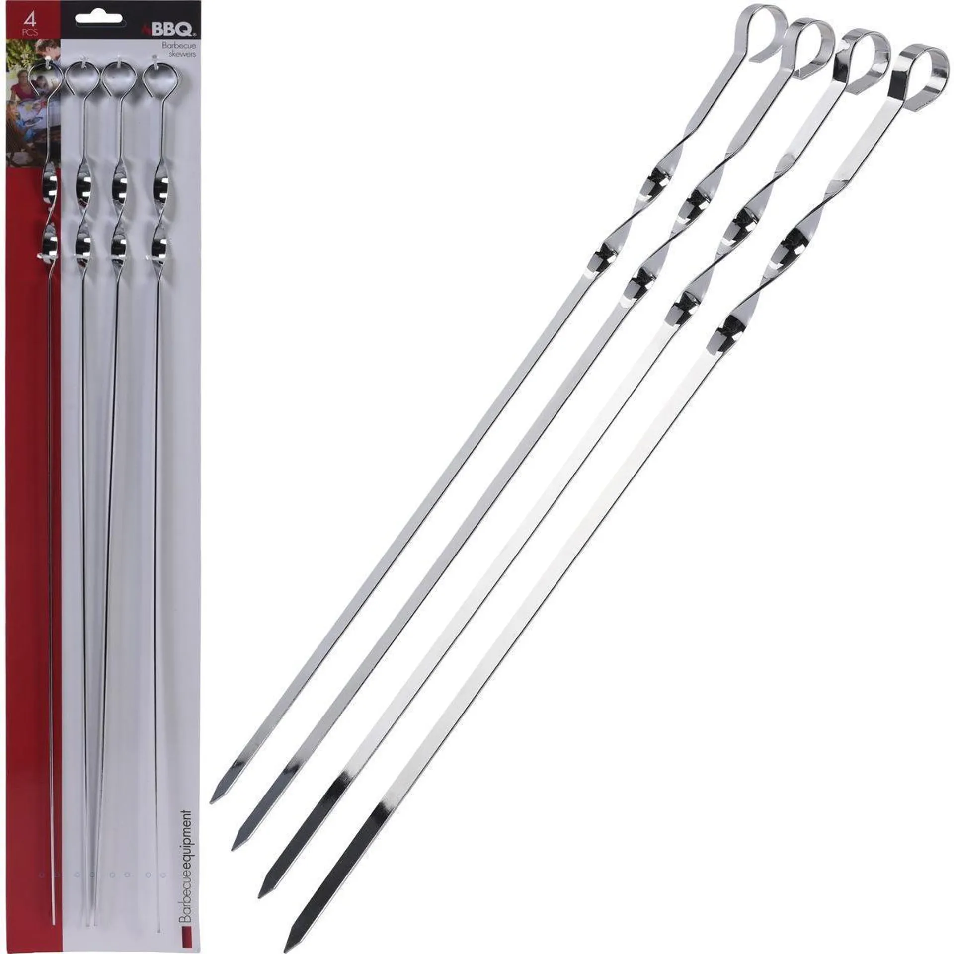 4 Brochettes à Barbecue - L 45 cm - Gris