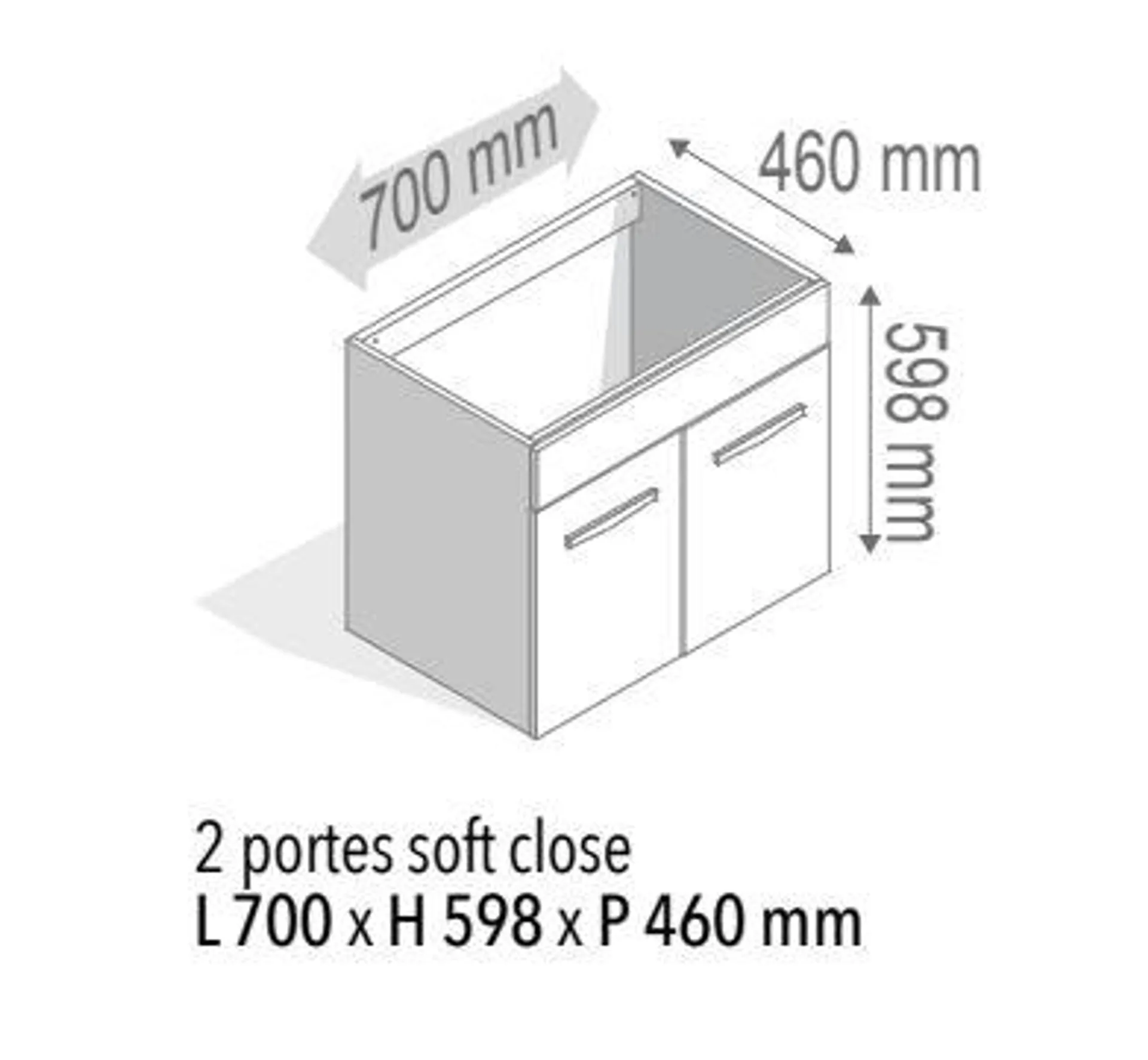 Meuble sous plan de toilette 70 cm - 2 Portes - Rouge - Aquarine