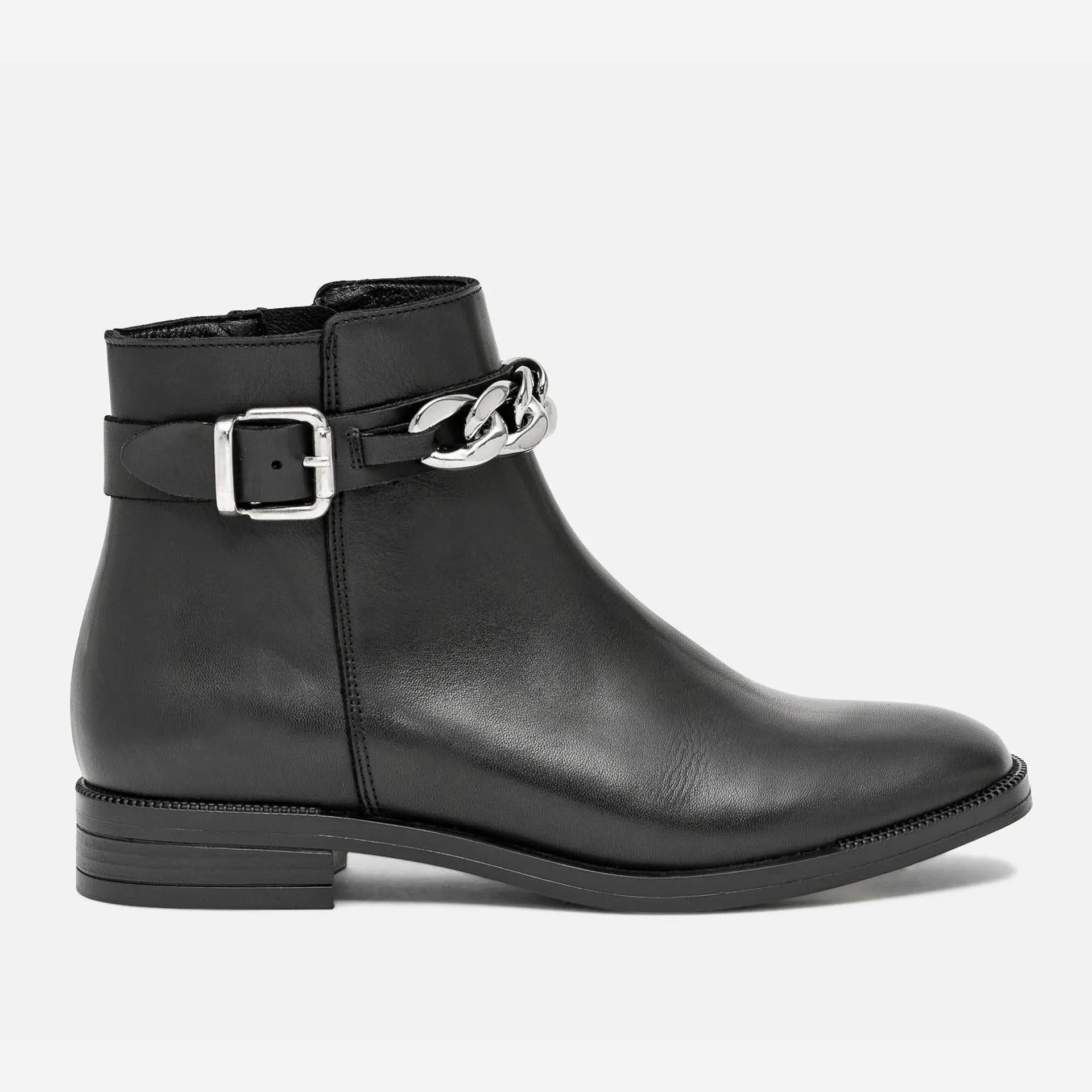 Boots noir éco-conçu en cuir avec maxi-chaîne