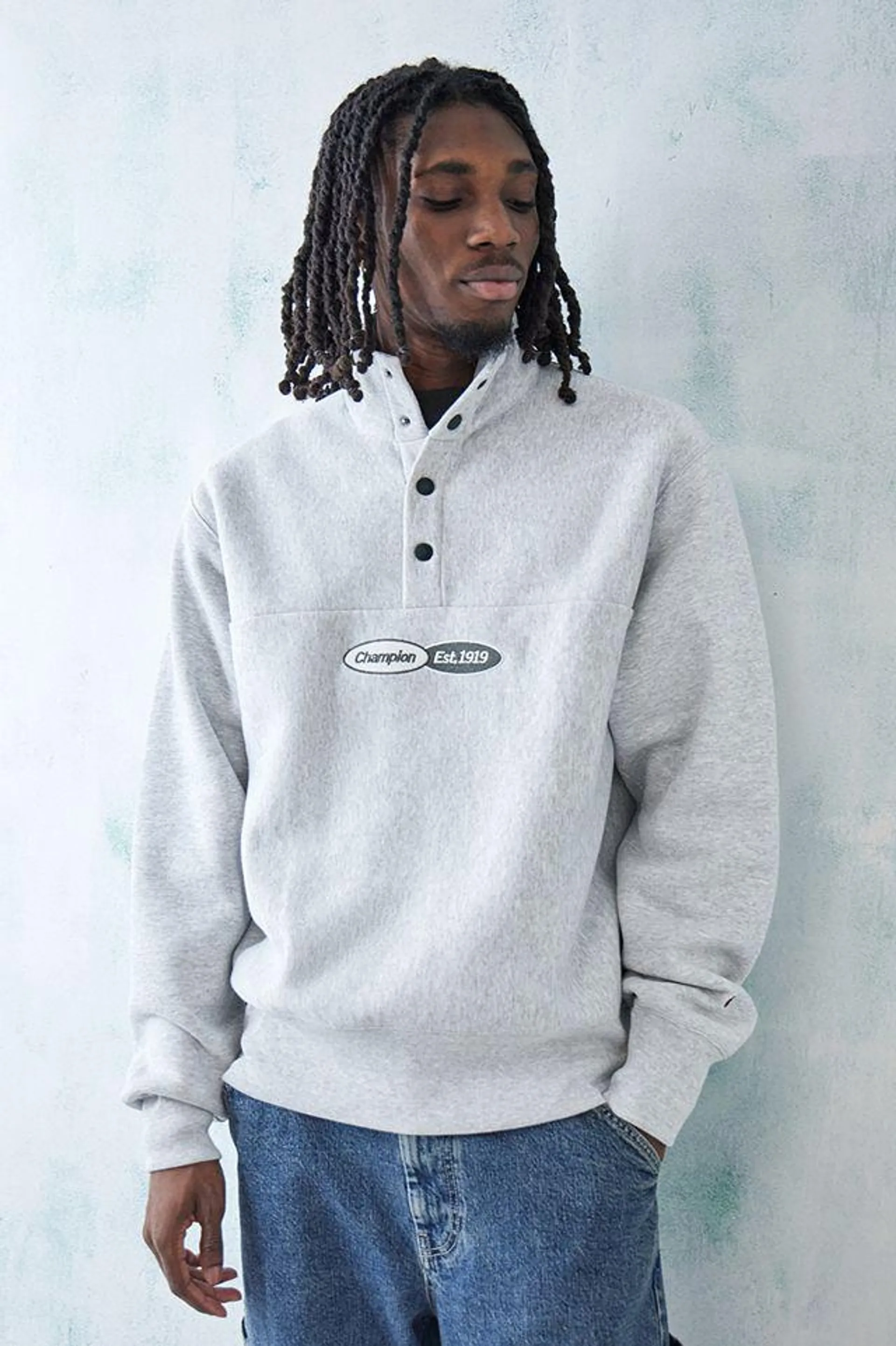 Champion - Sweatshirt à col ras du cou gris chiné, exclusivité UO
