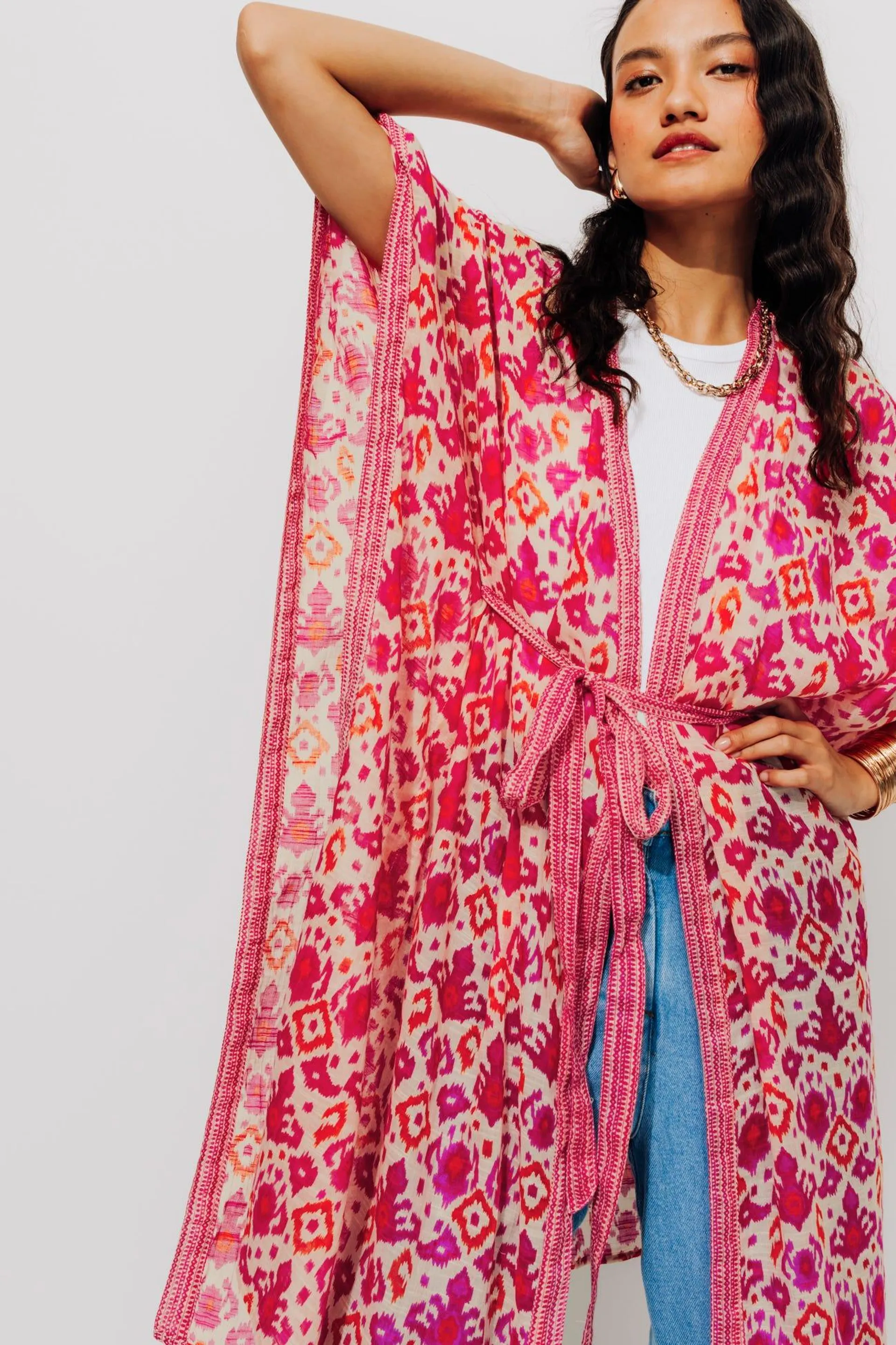 Kimono imprimé Femme - Rose fuchsia