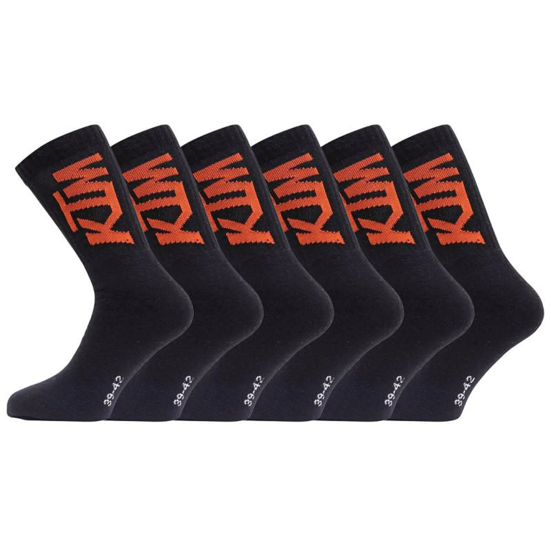 Lot de 6 paires de chaussettes tennis noires KTM homme