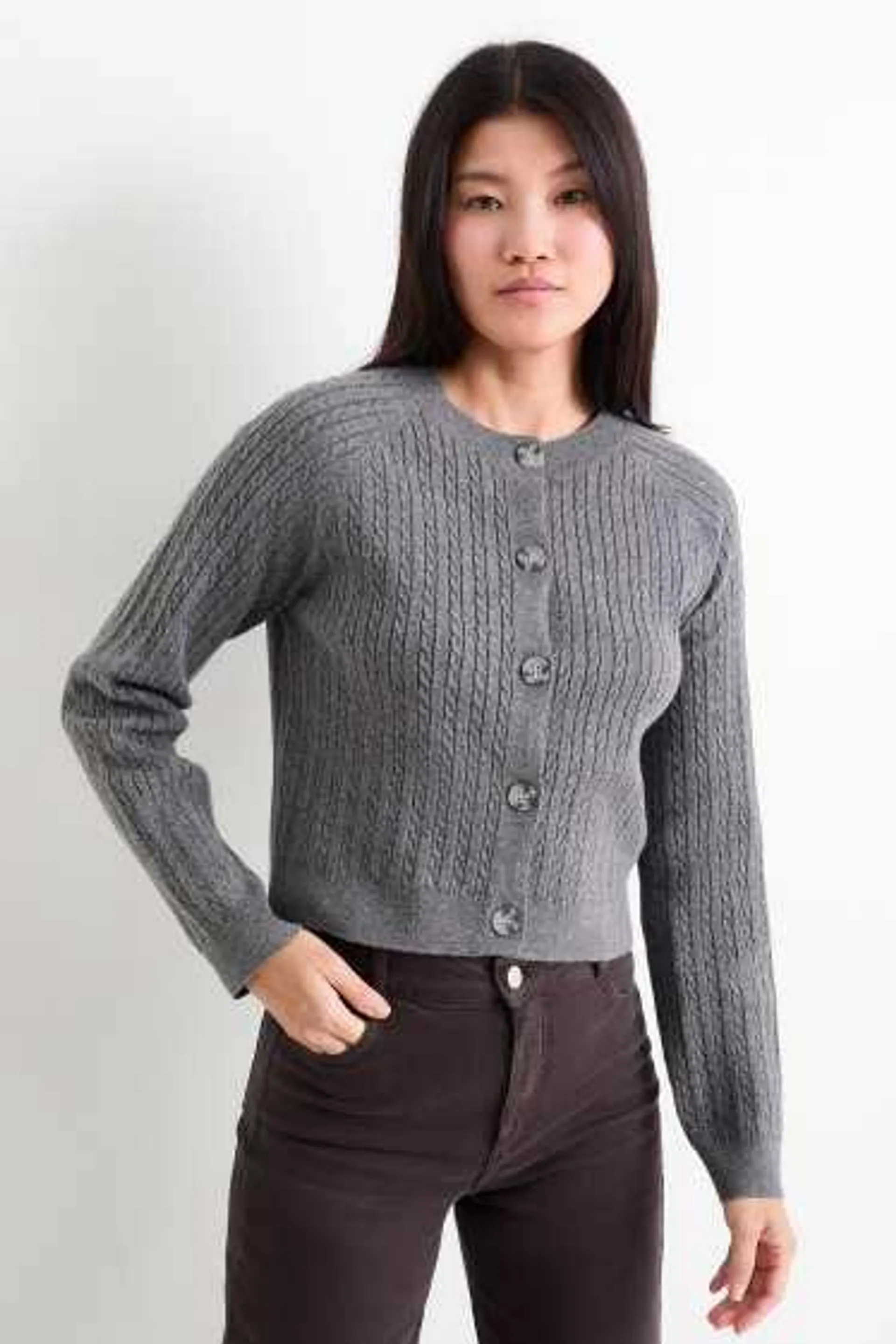 Cardigan - cable knit pattern